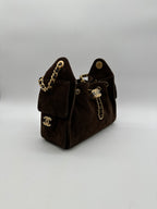 Chanel 25 Hobo Mini Dark Brown Suede Gold Hardware