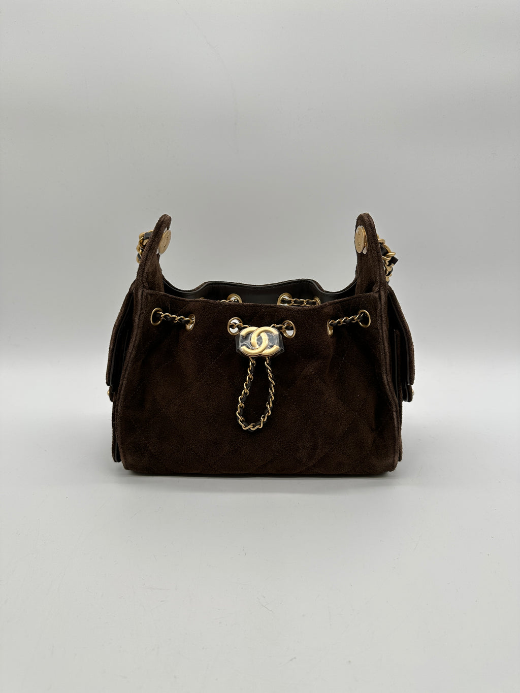 Chanel 25 Hobo Mini Dark Brown Suede Gold Hardware