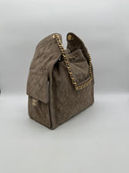 Chanel 25 Hobo Medium Grey Suede Gold Hardware