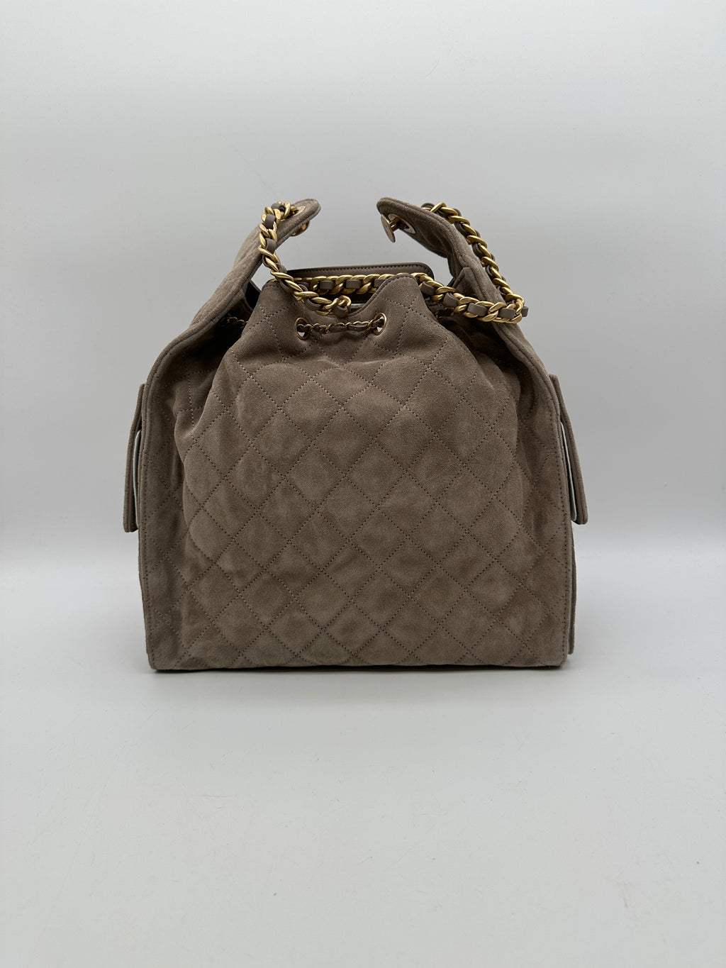 Chanel 25 Hobo Medium Grey Suede Gold Hardware