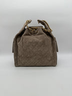 Chanel 25 Hobo Medium Grey Suede Gold Hardware