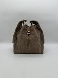 Chanel 25 Hobo Medium Grey Suede Gold Hardware