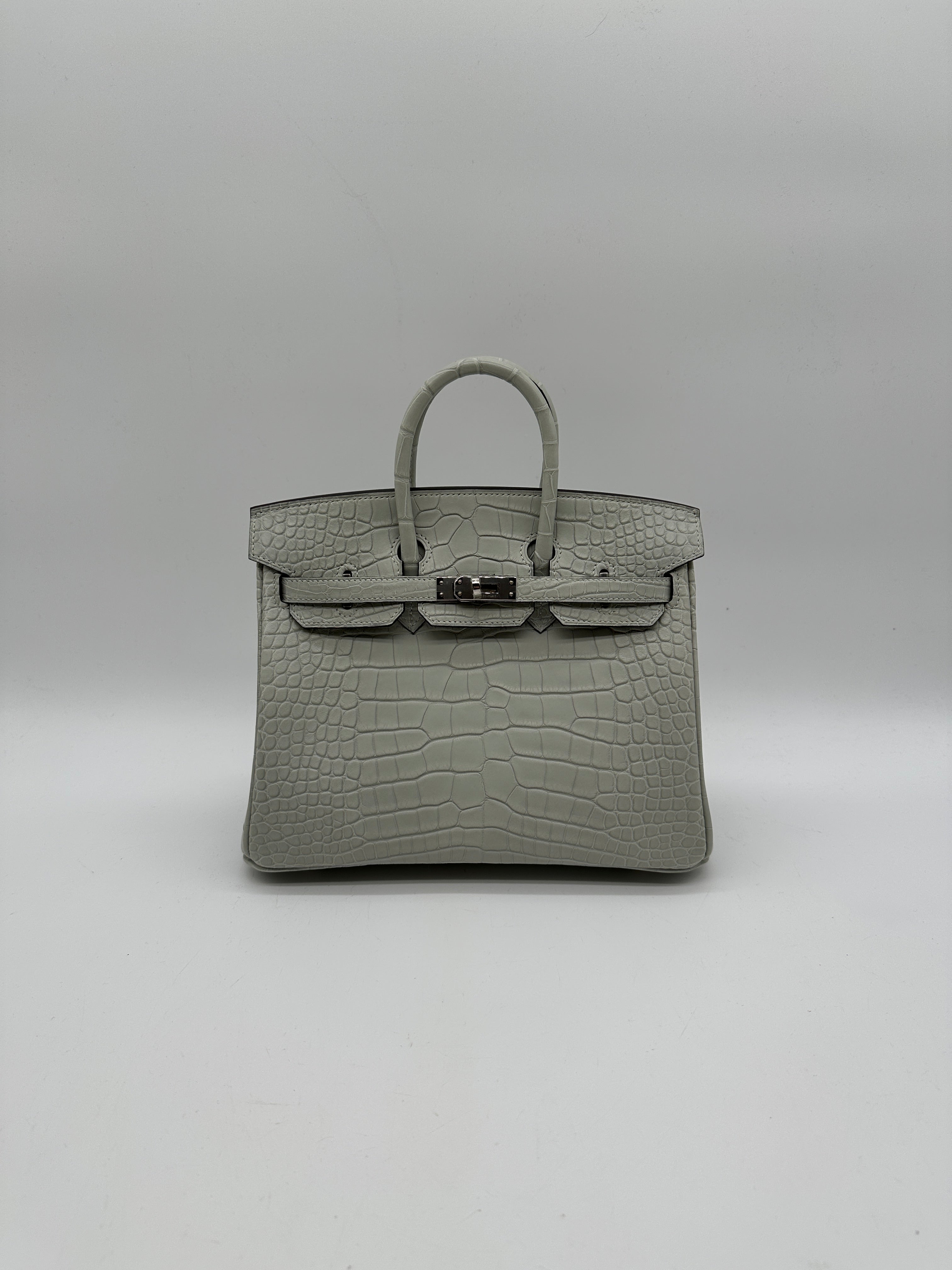 Hermès Birkin 25 Gris Neve Matte Alligator Palladium Hardware