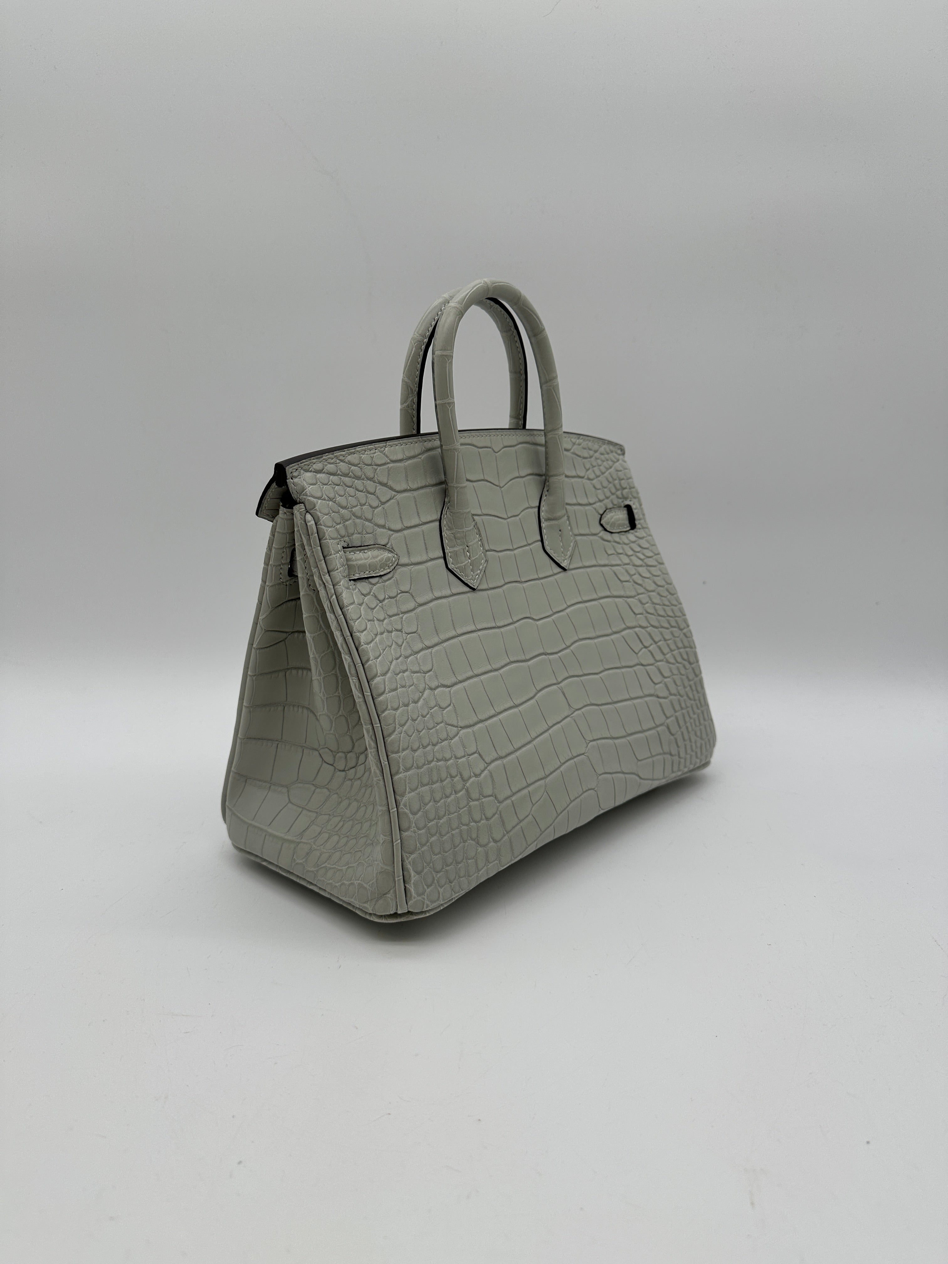 Hermès Birkin 25 Gris Neve Matte Alligator Palladium Hardware