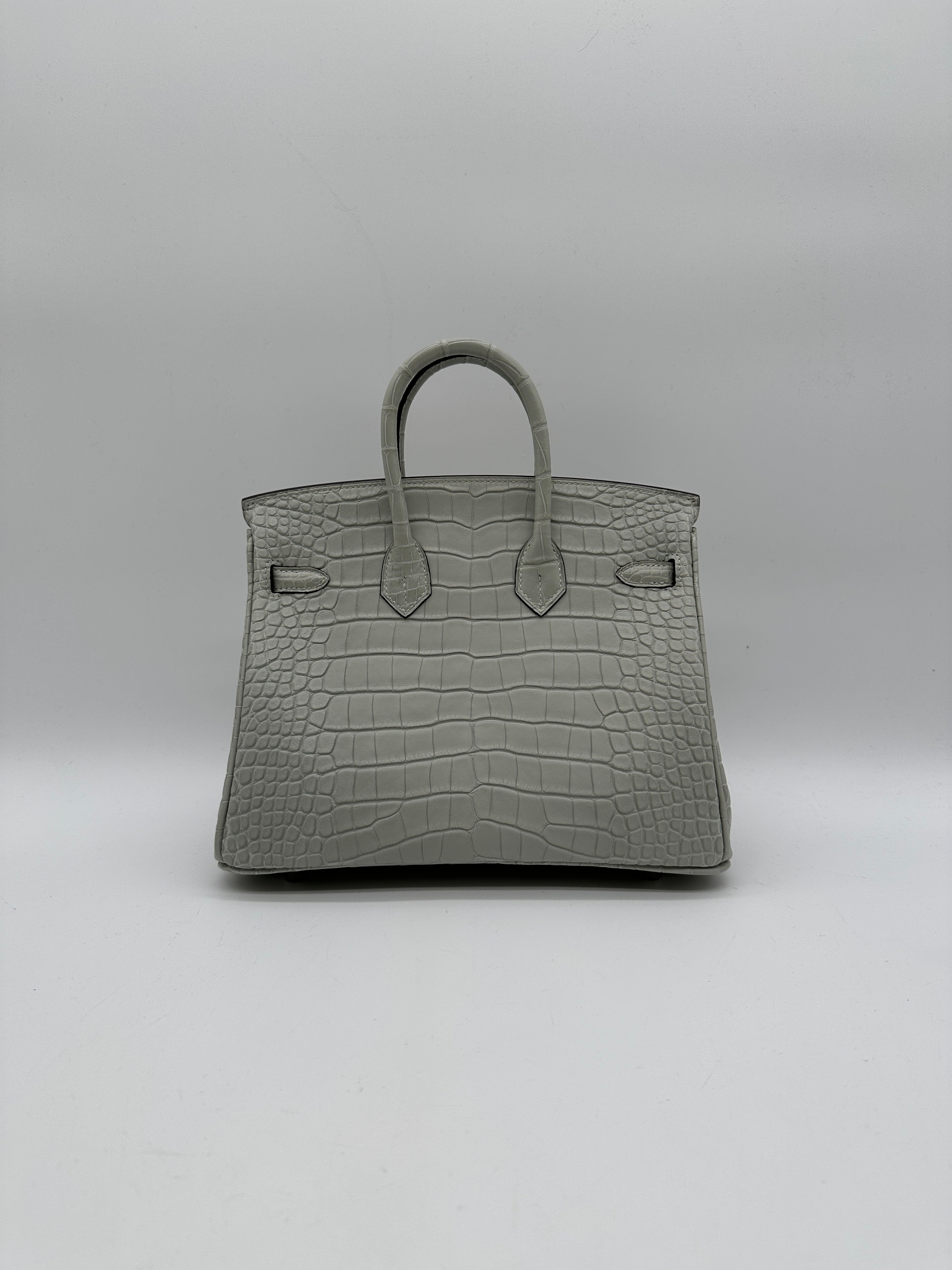 Hermès Birkin 25 Gris Neve Matte Alligator Palladium Hardware