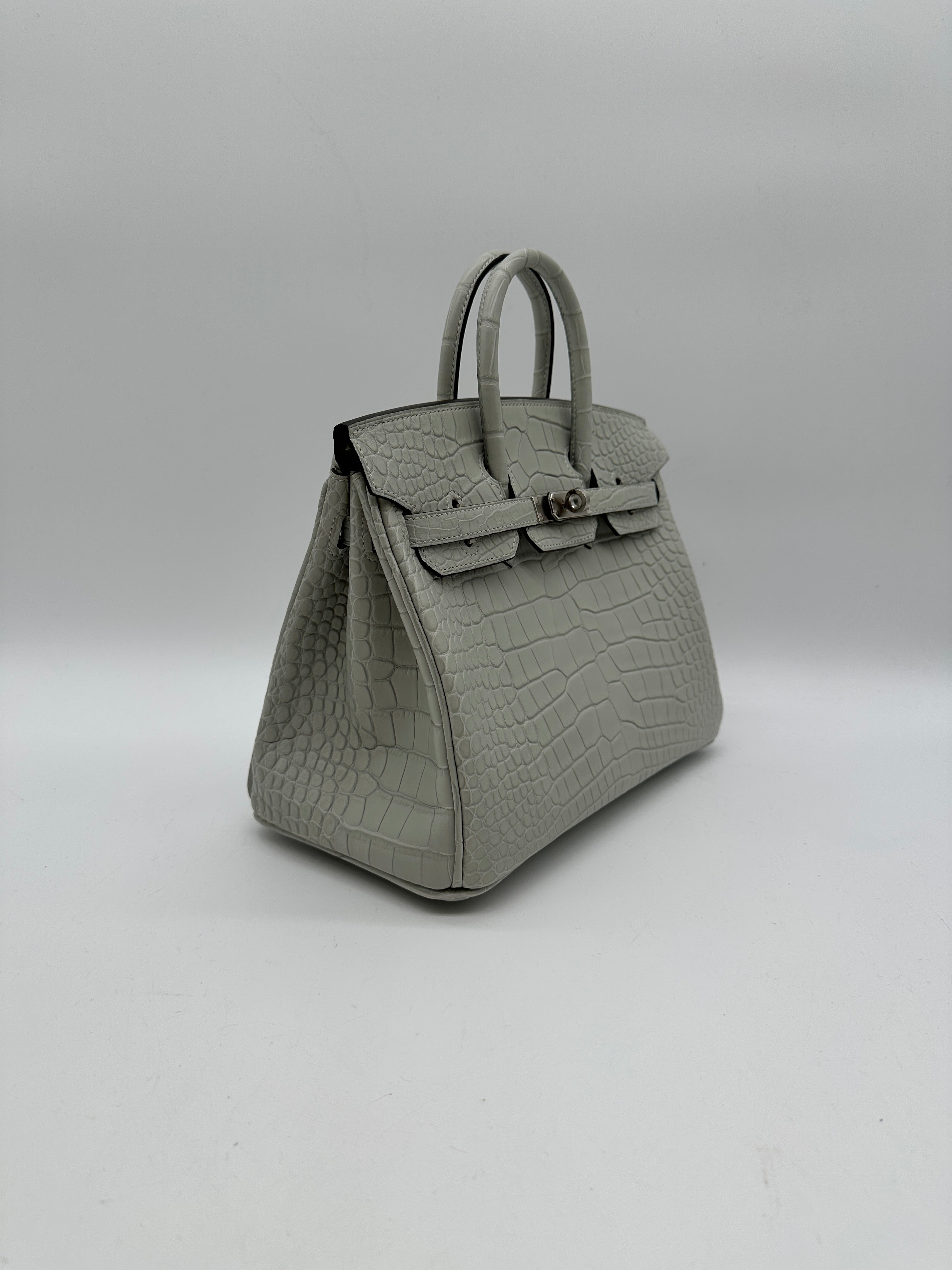 Hermès Birkin 25 Gris Neve Matte Alligator Palladium Hardware
