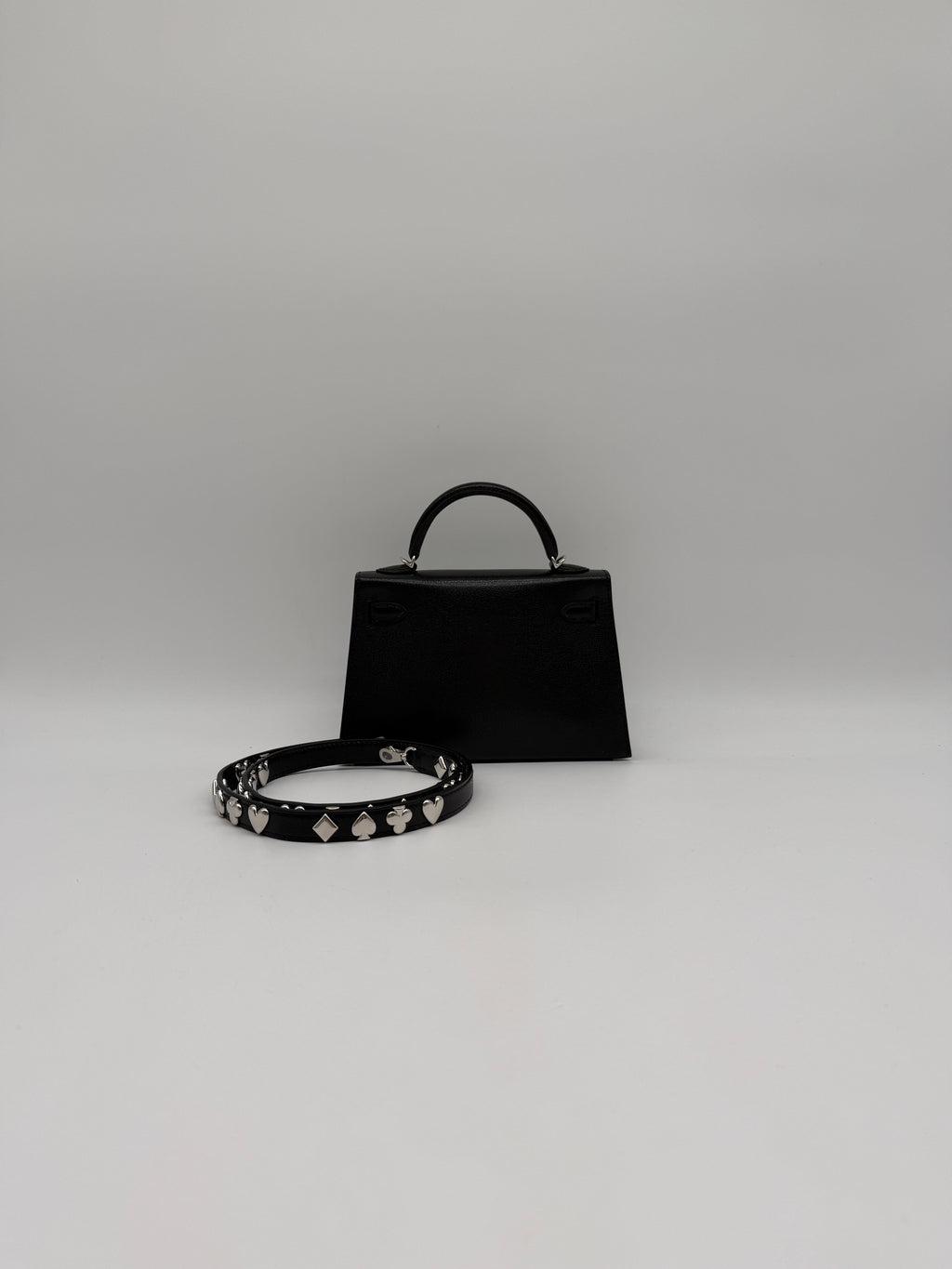 Hermès Mini Kelly Clou de coeur Black Chevre Palladium Hardware