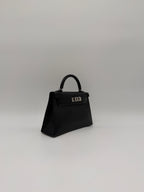 Hermès Mini Kelly Clou de coeur Black Chevre Palladium Hardware