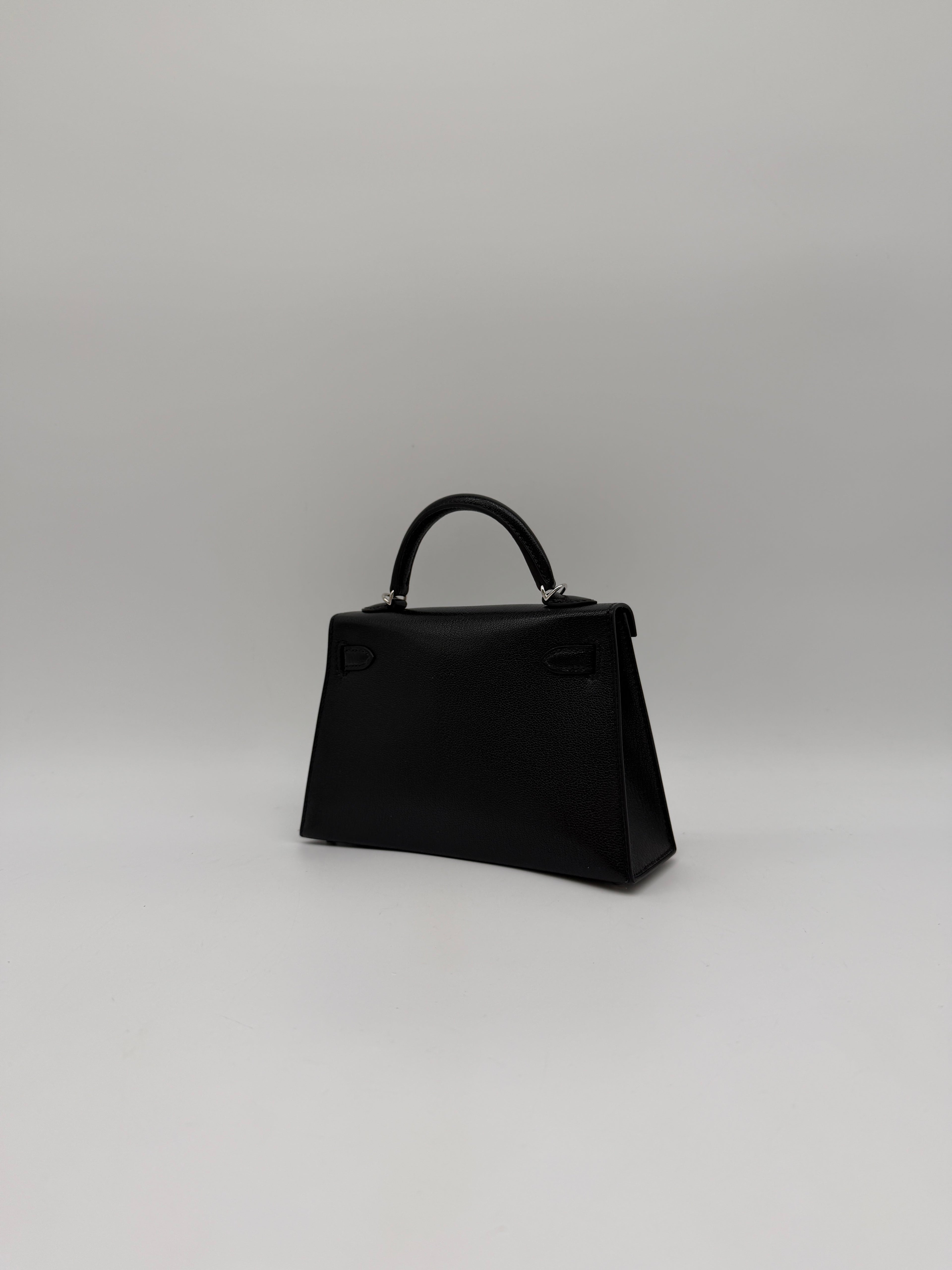 Hermès Mini Kelly Clou de coeur Black Chevre Palladium Hardware