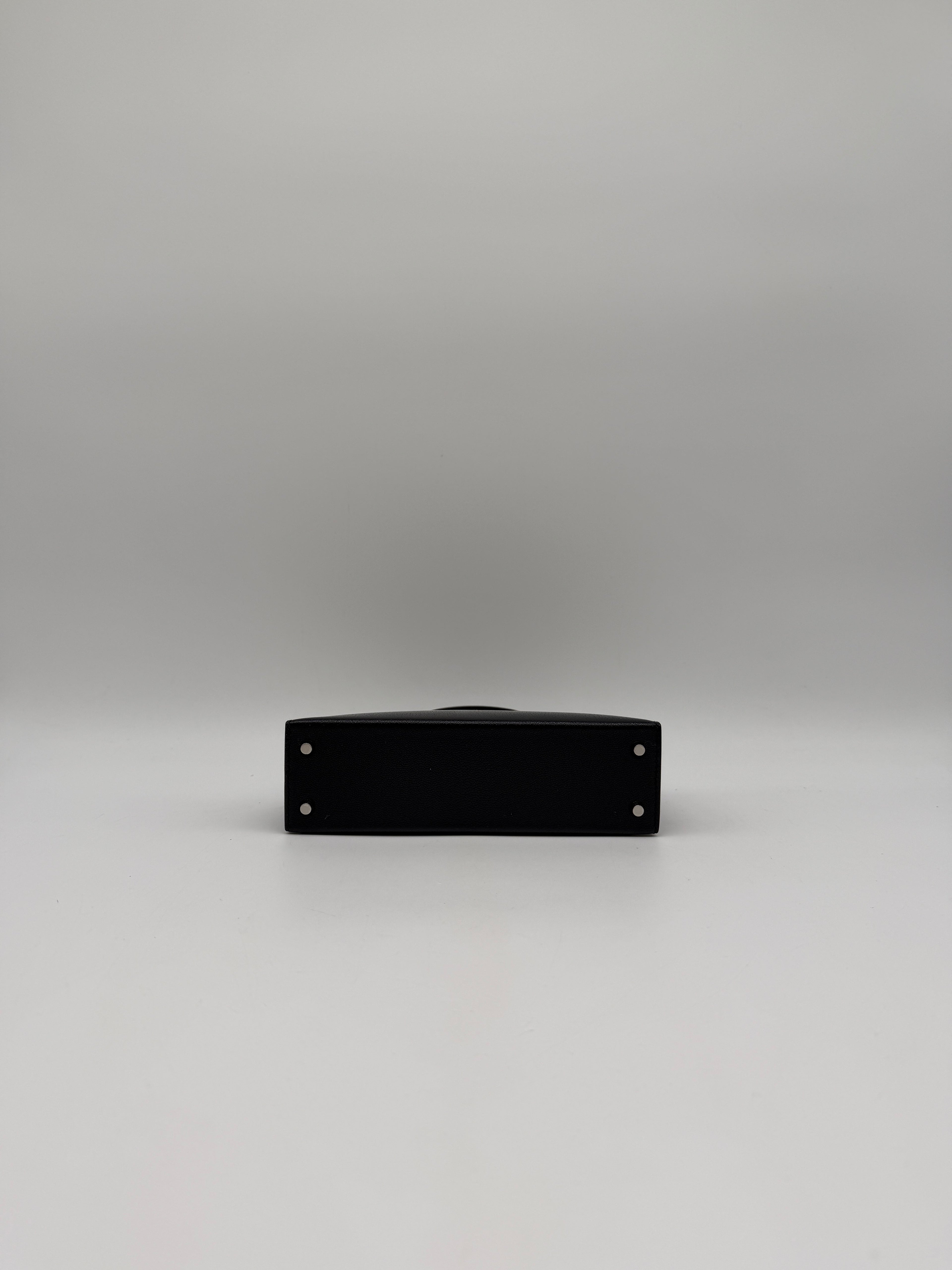 Hermès Mini Kelly Clou de coeur Black Chevre Palladium Hardware