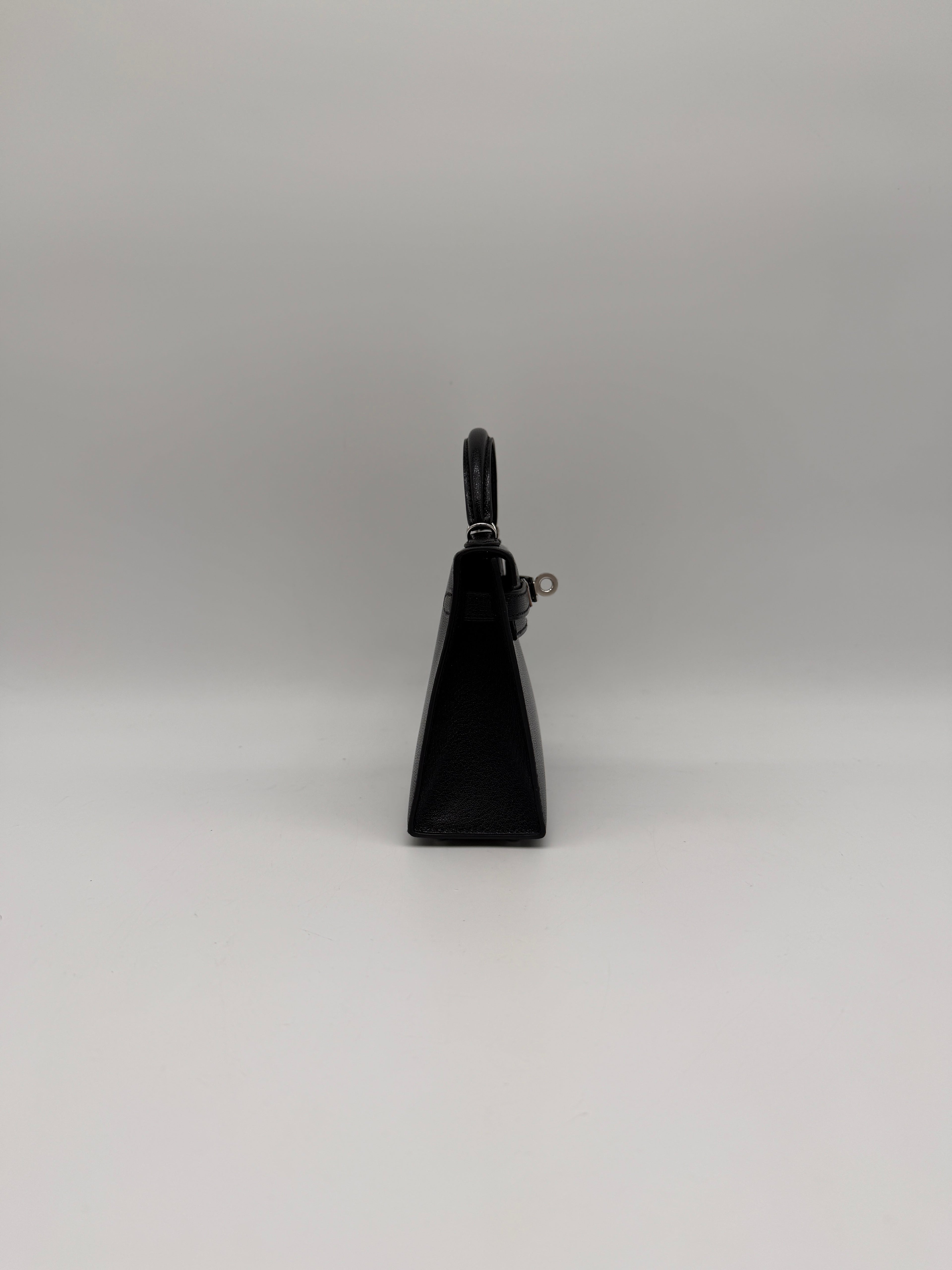 Hermès Mini Kelly Clou de coeur Black Chevre Palladium Hardware