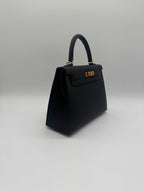 Hermès Kelly 25 Black Epsom Gold Hardware