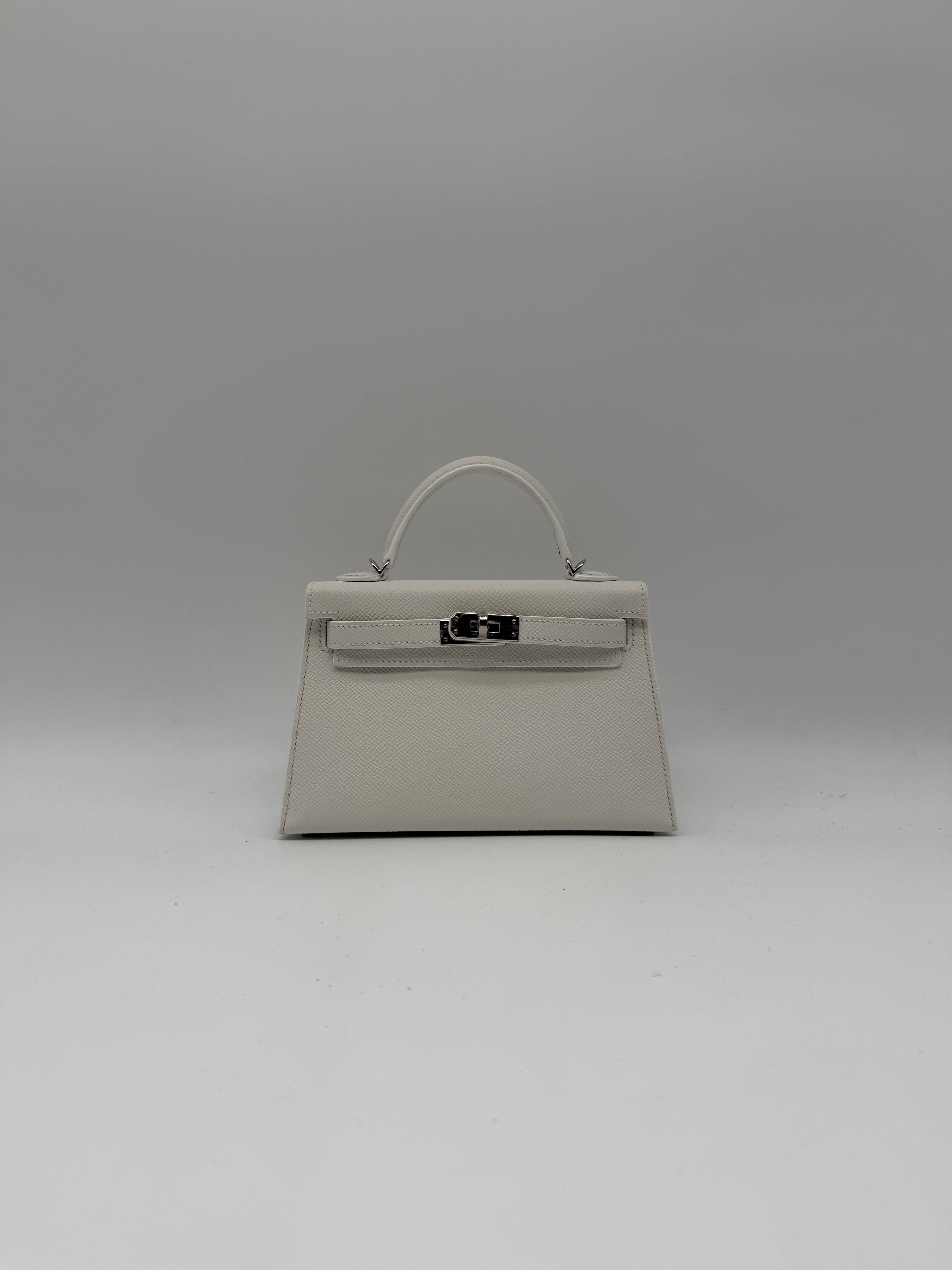 Hermès Mini Kelly White Epsom Palladium Hardware
