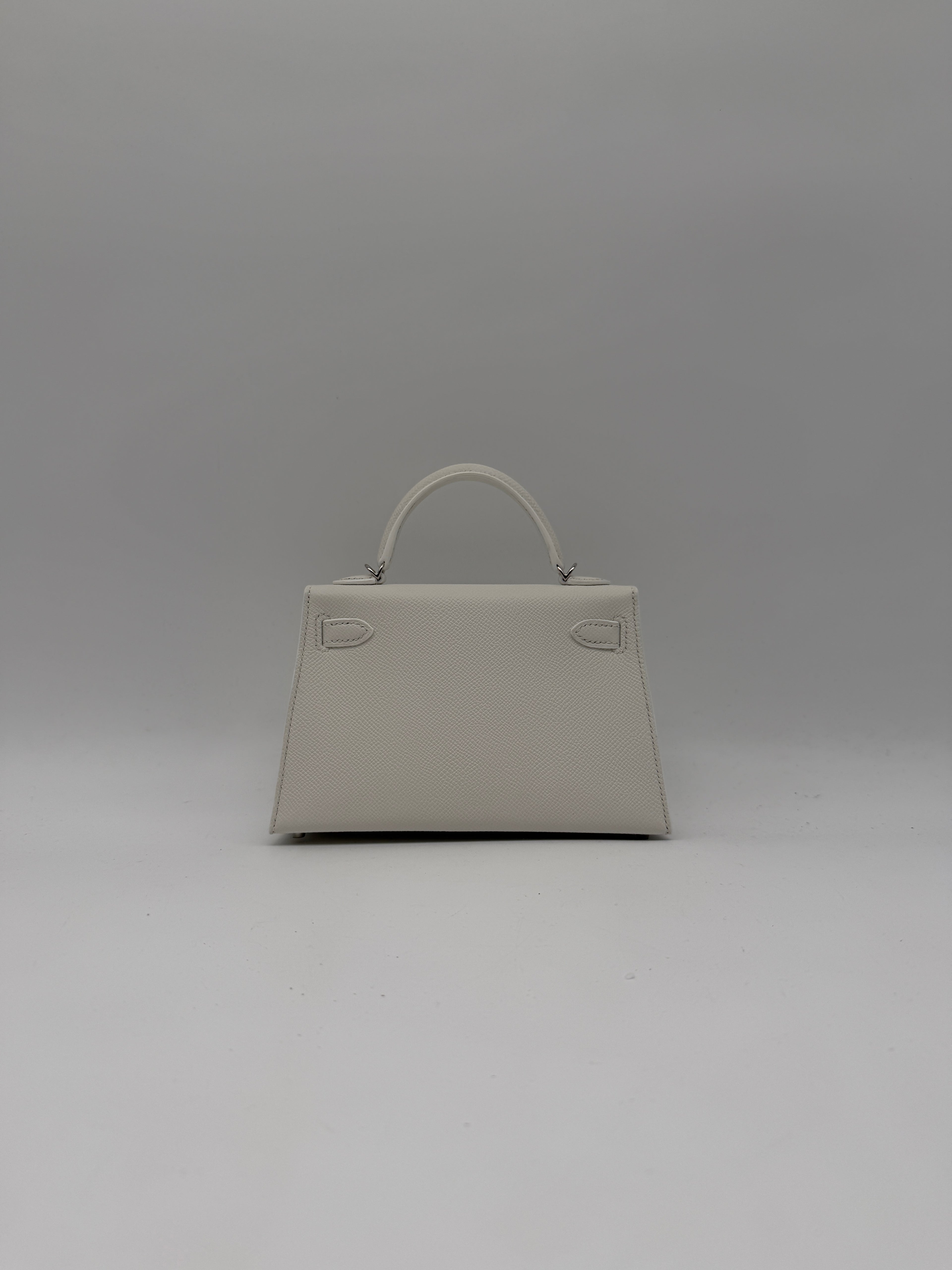 Hermès Mini Kelly White Epsom Palladium Hardware