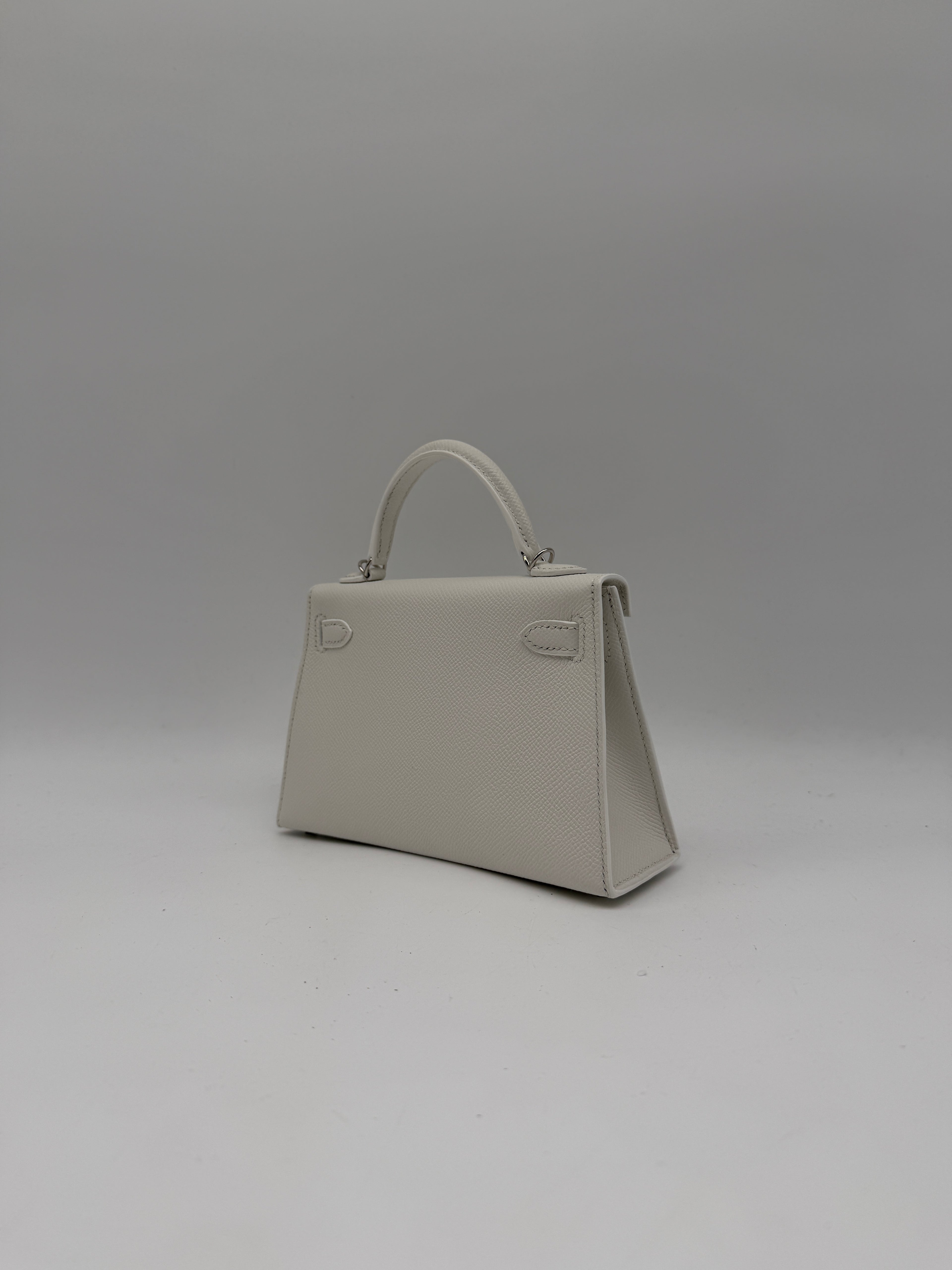 Hermès Mini Kelly White Epsom Palladium Hardware