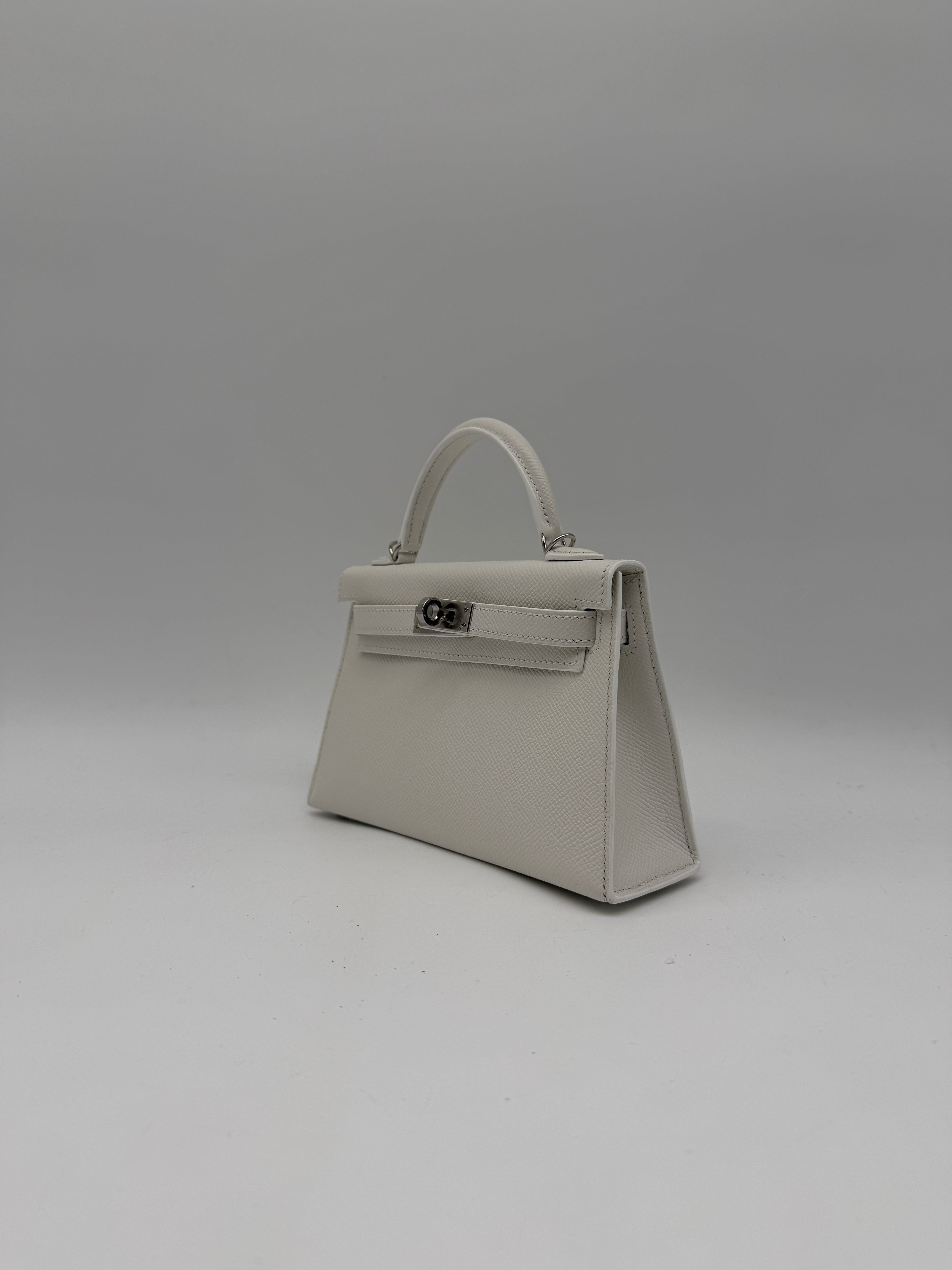Hermès Mini Kelly White Epsom Palladium Hardware