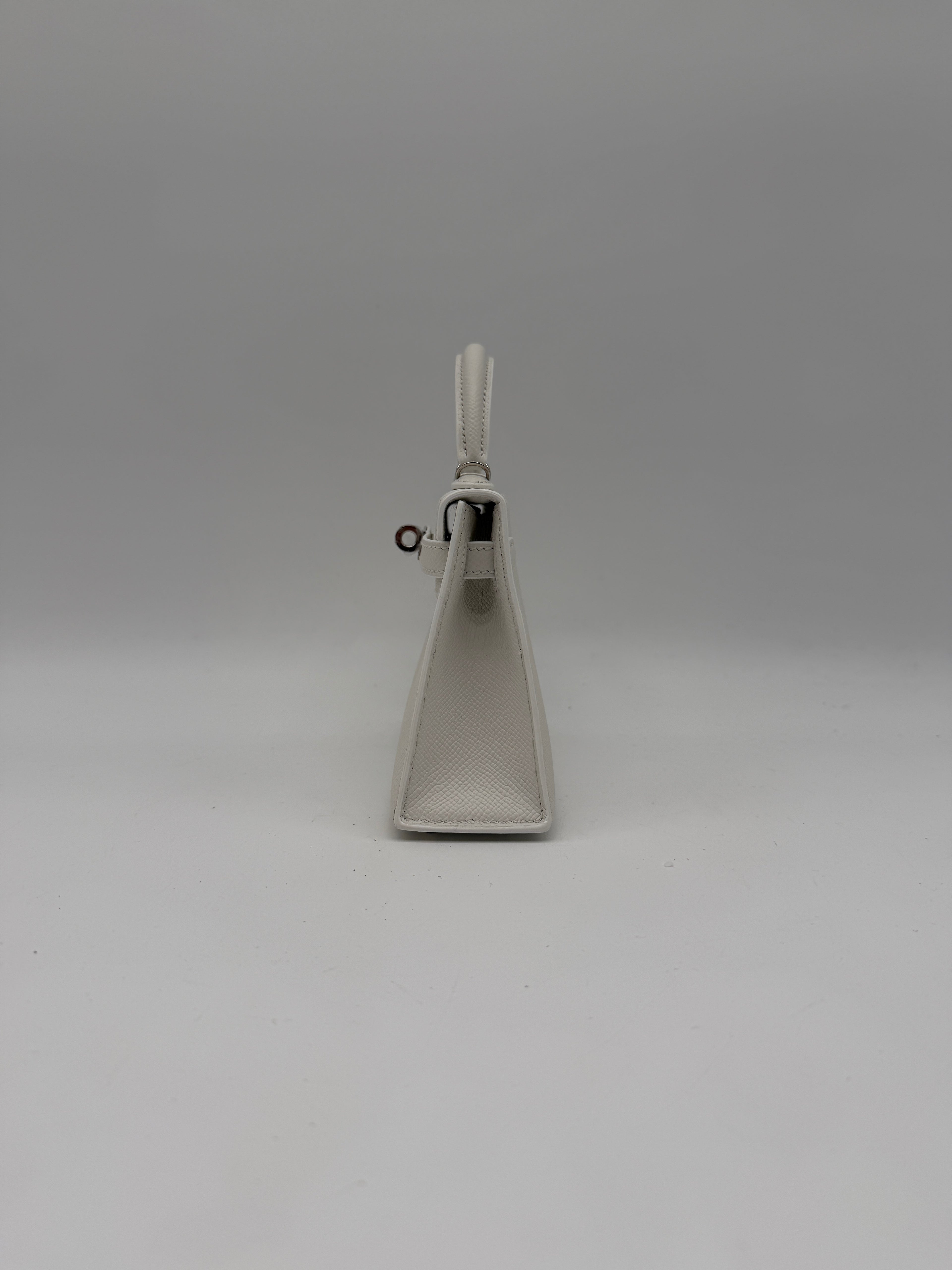 Hermès Mini Kelly White Epsom Palladium Hardware
