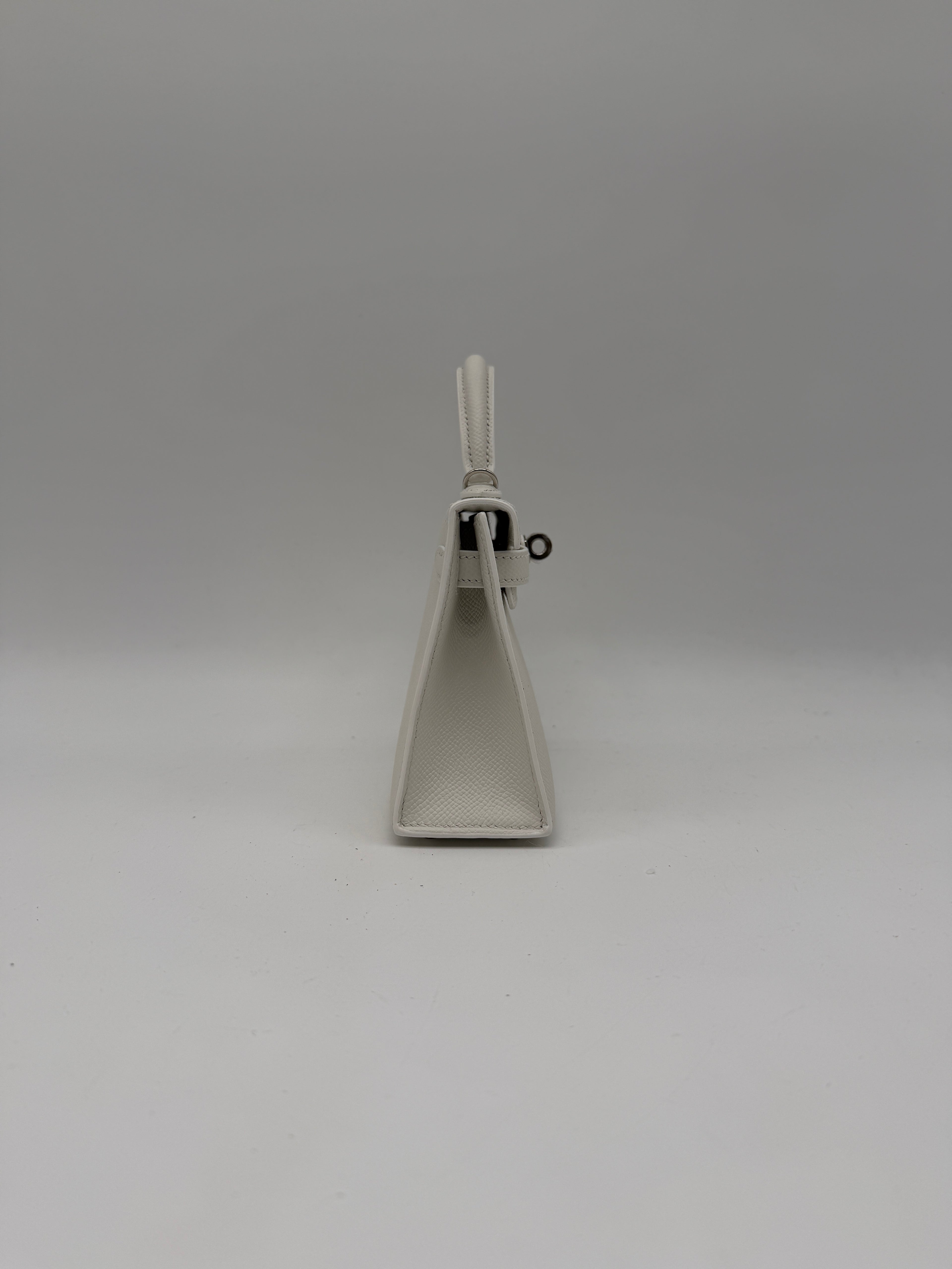 Hermès Mini Kelly White Epsom Palladium Hardware