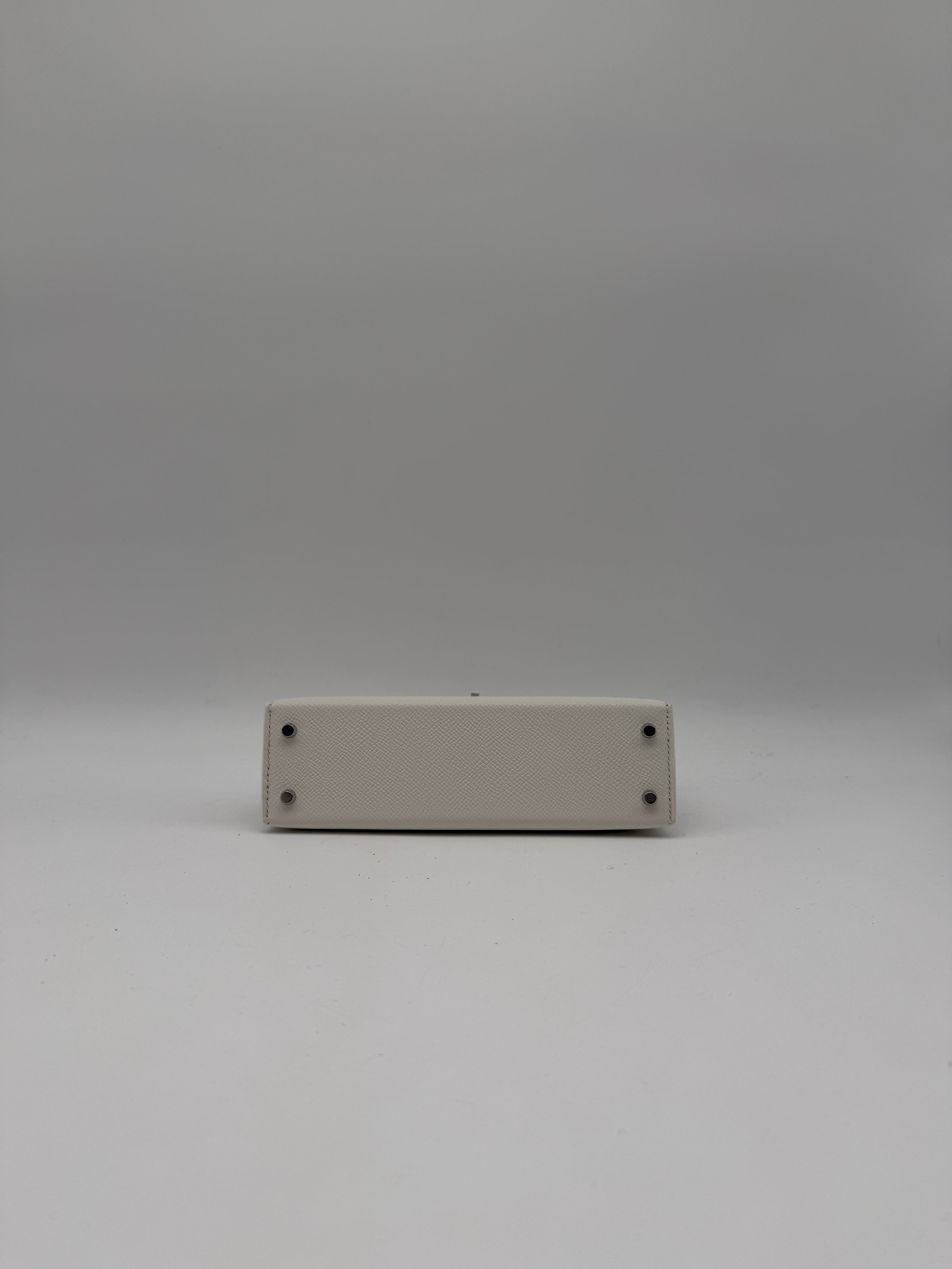 Hermès Mini Kelly White Epsom Palladium Hardware