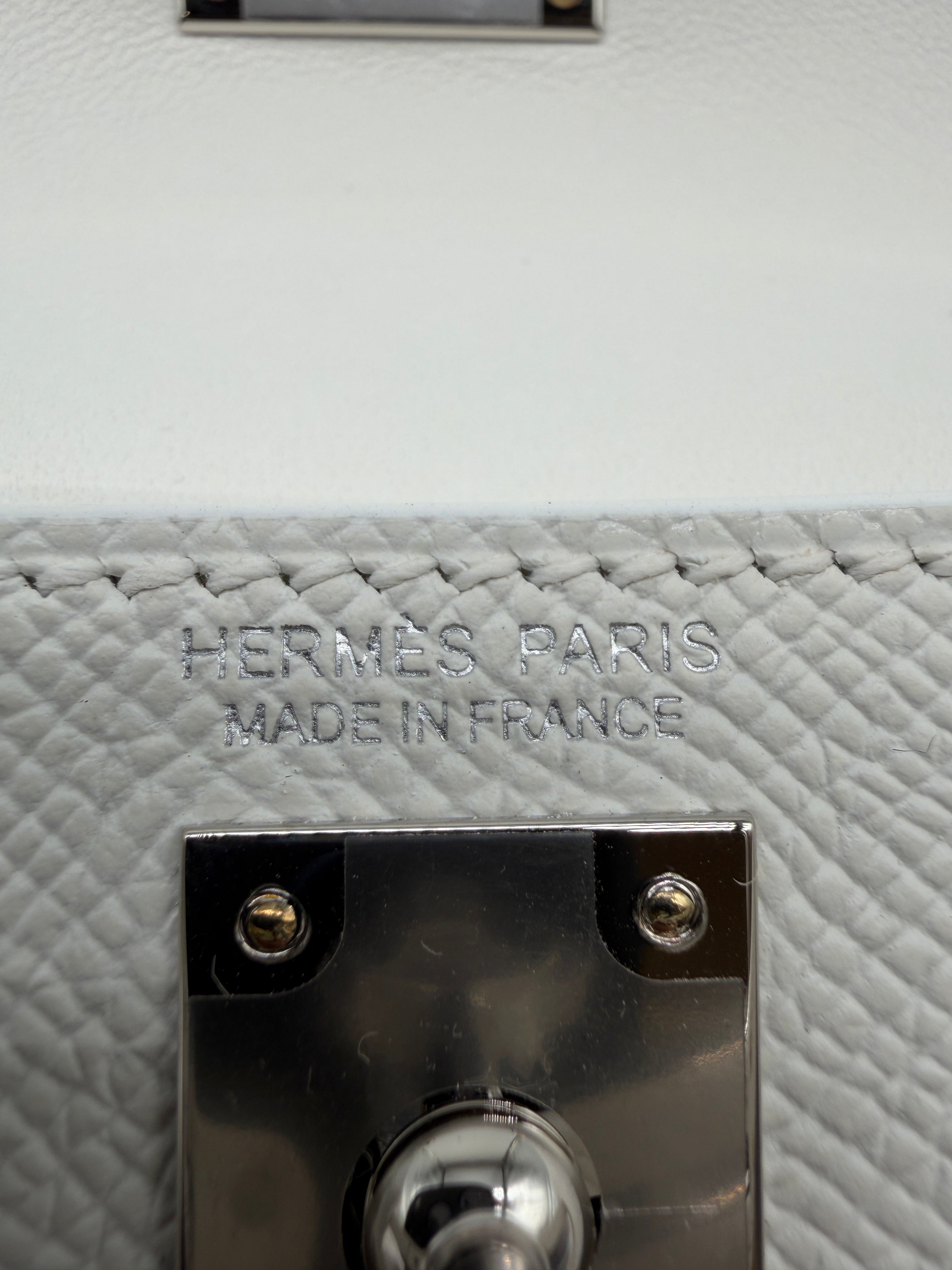 Hermès Mini Kelly White Epsom Palladium Hardware
