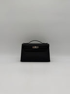 Hermès Kelly Pochette Black Swift Palladium Hardware