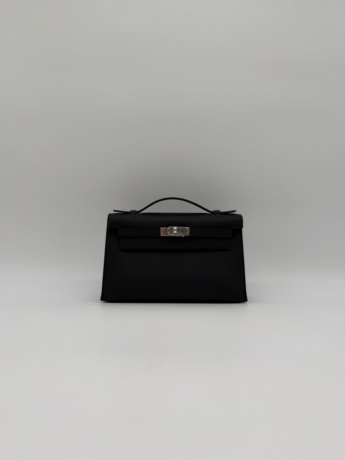Hermès Kelly Pochette Black Swift Palladium Hardware