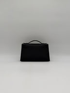 Hermès Kelly Pochette Black Swift Palladium Hardware