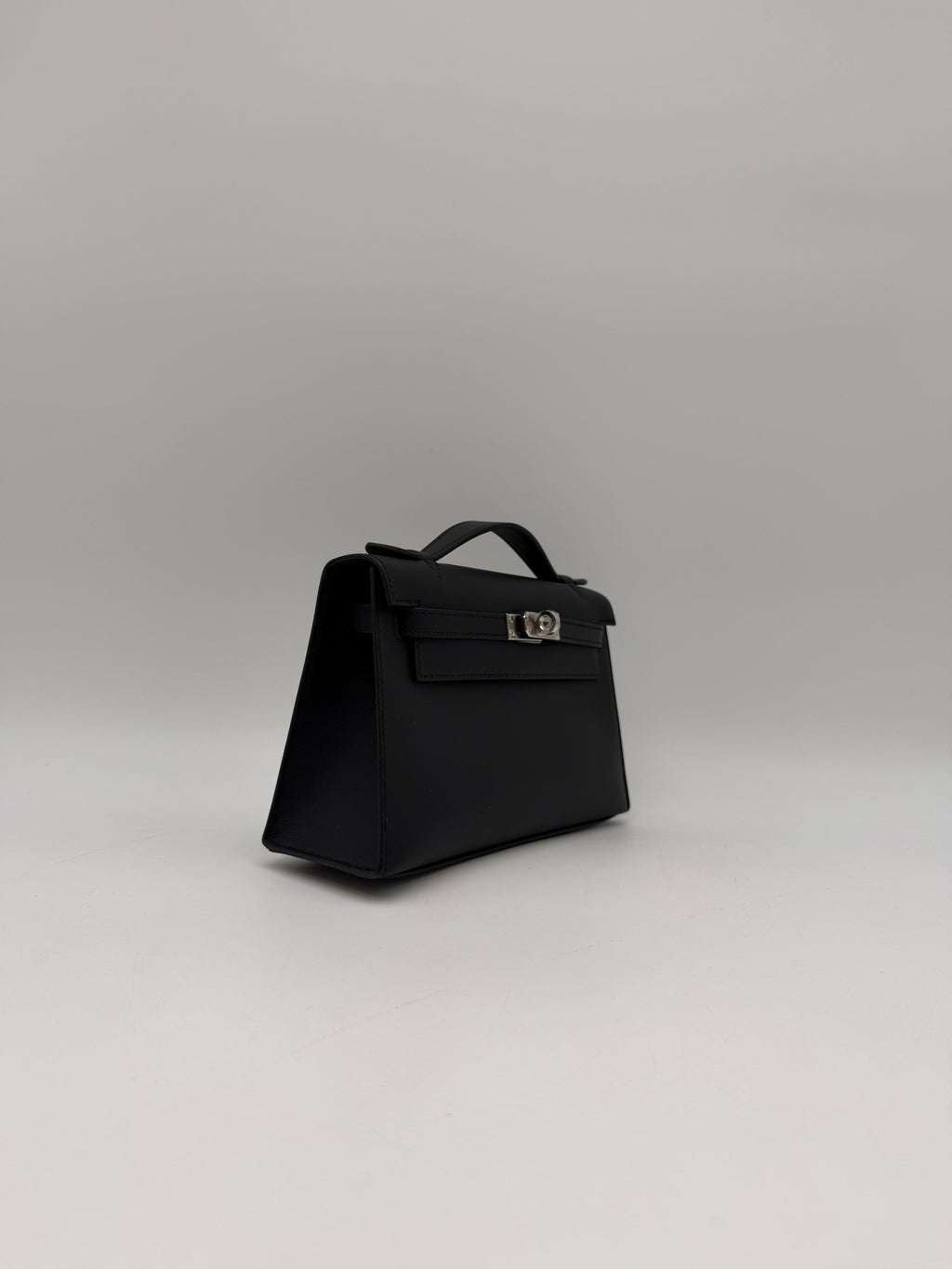 Hermès Kelly Pochette Black Swift Palladium Hardware