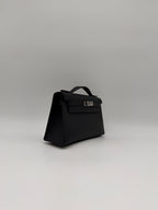 Hermès Kelly Pochette Black Swift Palladium Hardware