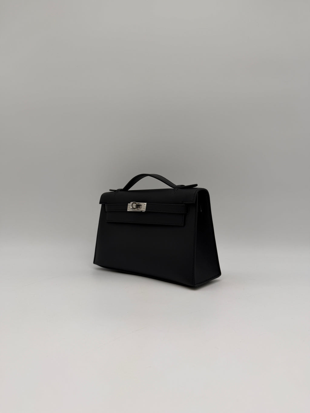 Hermès Kelly Pochette Black Swift Palladium Hardware