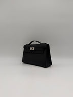 Hermès Kelly Pochette Black Swift Palladium Hardware