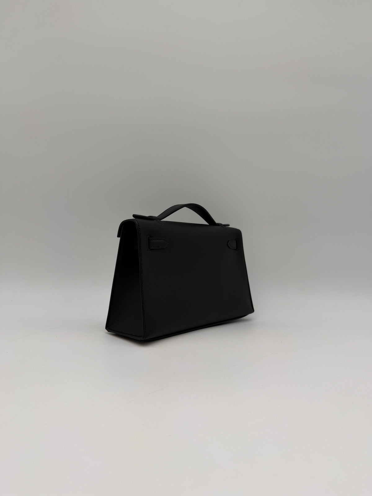 Hermès Kelly Pochette Black Swift Palladium Hardware
