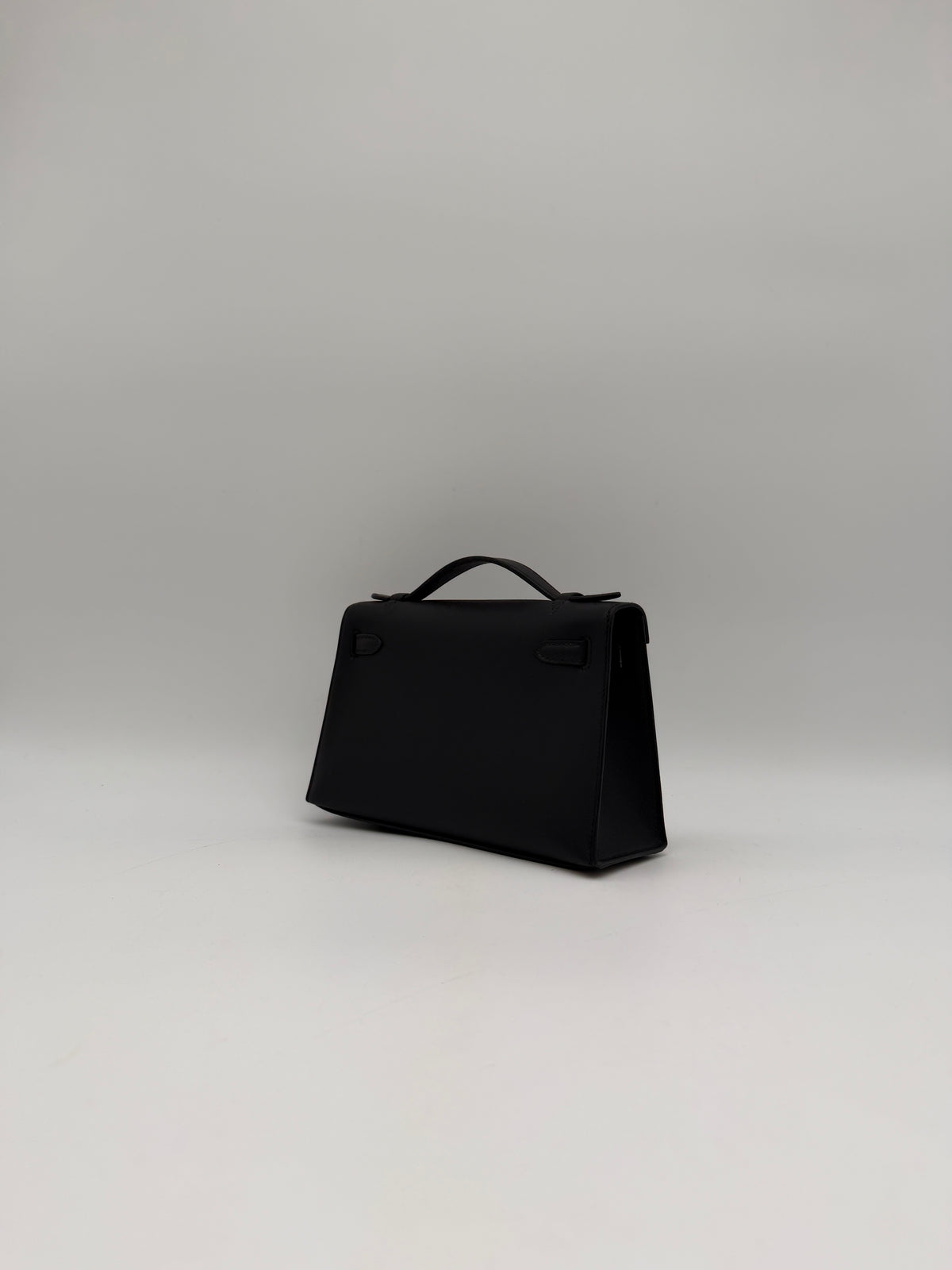 Hermès Kelly Pochette Black Swift Palladium Hardware