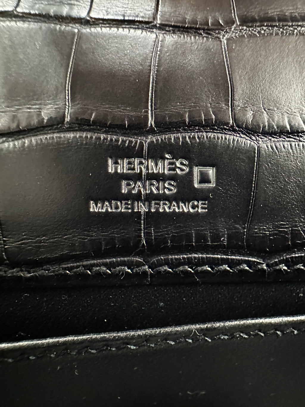 Hermès Kelly Pochette Black Matte Alligator Palladium Hardware