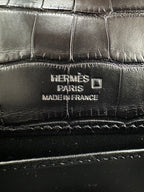 Hermès Kelly Pochette Black Matte Alligator Palladium Hardware