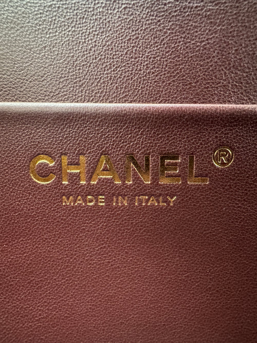 Chanel Maxi Flap Bag 32 Burgundy Suede Calfskin Gold-Tone Metal