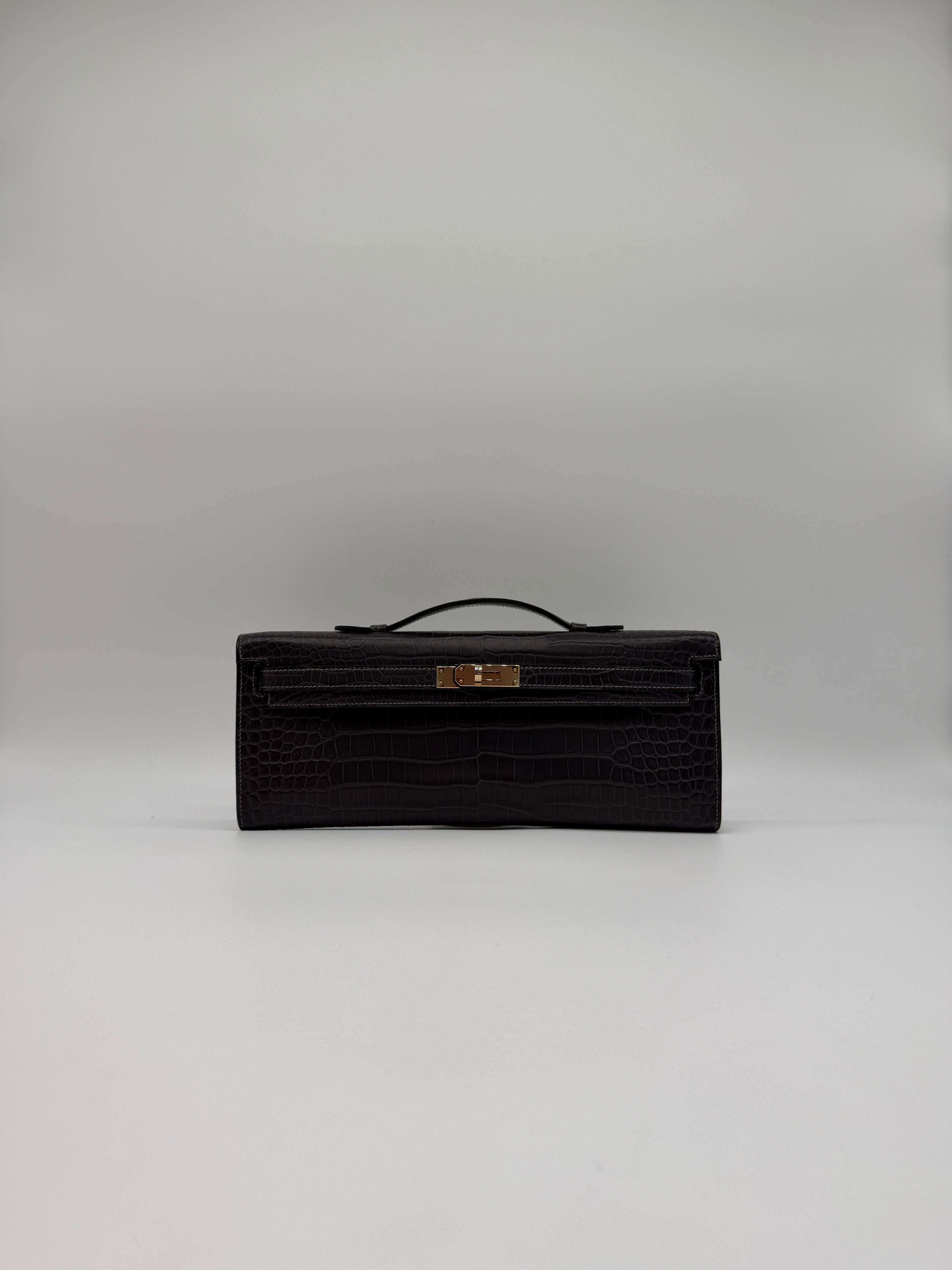Hermès Kelly Cut Graphite Matt Porosus Permabrass Hardware