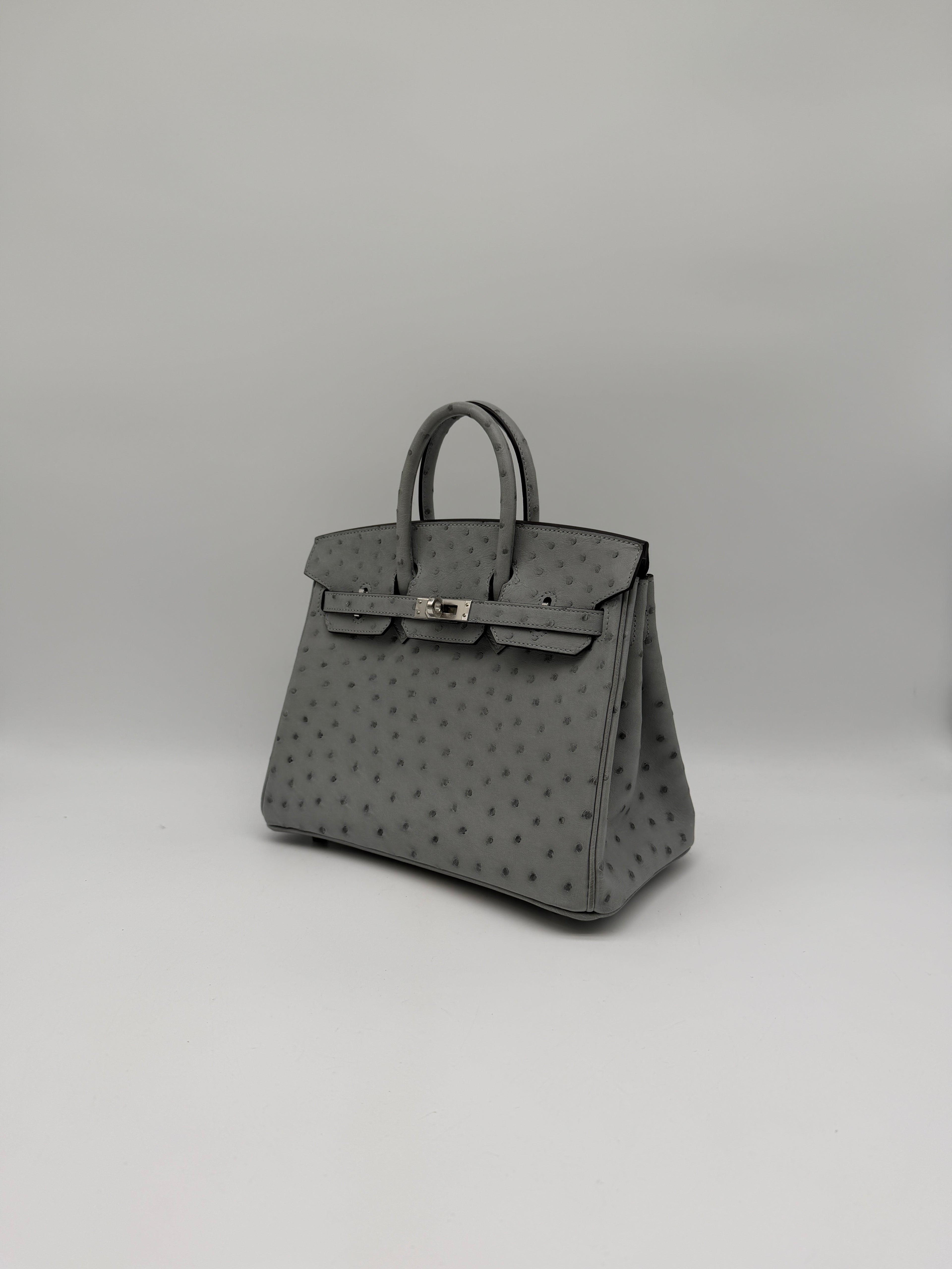 Hermès Birkin 25 Ostrich Bleu Glacier Palladium Hardware