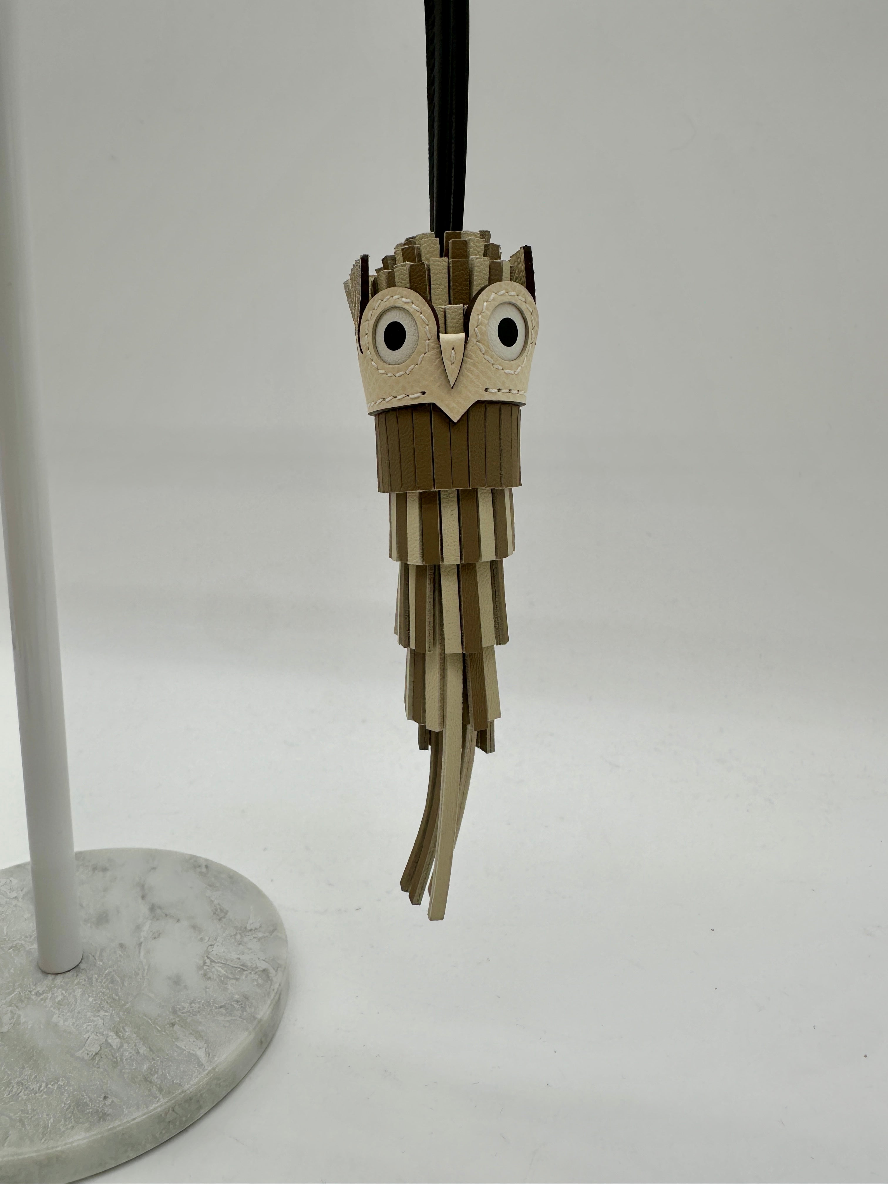 Hermès Chouette Owl Charm Marfa - Craie - Noir - Nata - Blanc Milo - Swift and Epsom