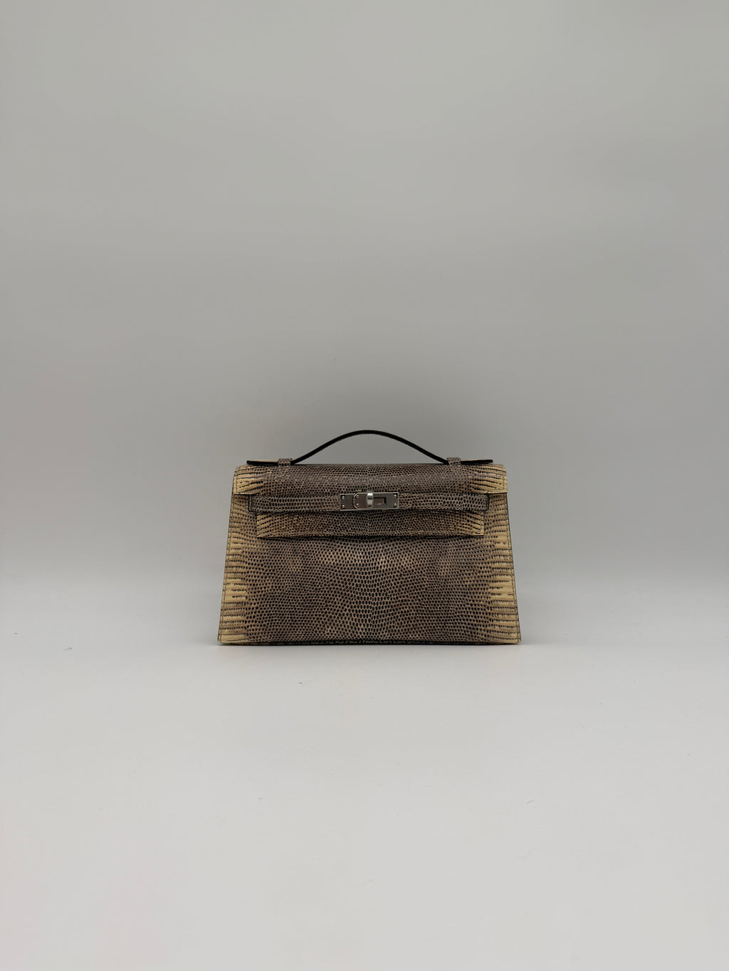Hermès Kelly Pochette Ombre Lizard Ombre  Palladium Hardware