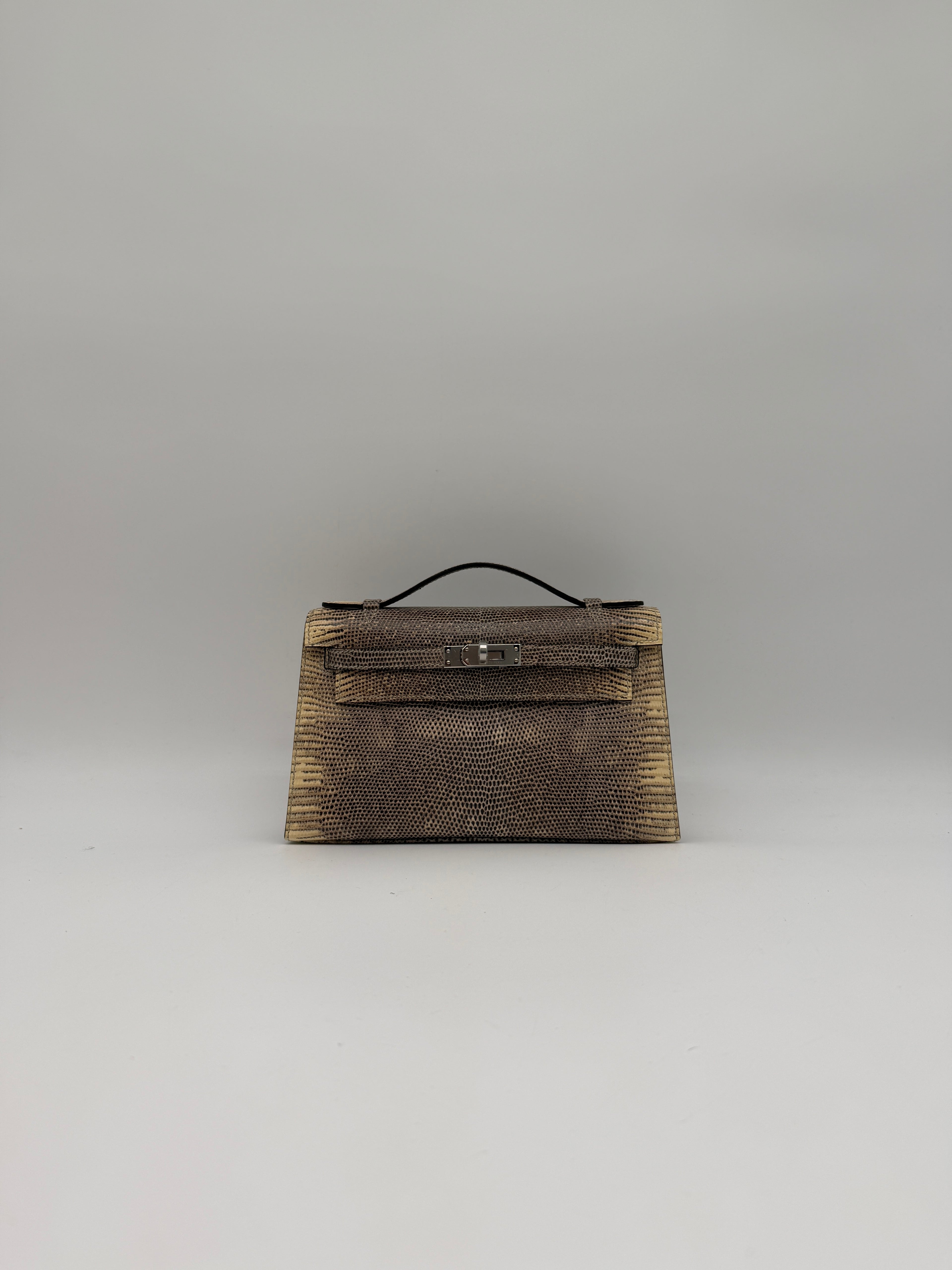 Hermès Kelly Pochette Ombre Lizard Ombre  Palladium Hardware