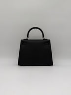 Hermès Kelly 25 Black Epsom Palladium Hardware