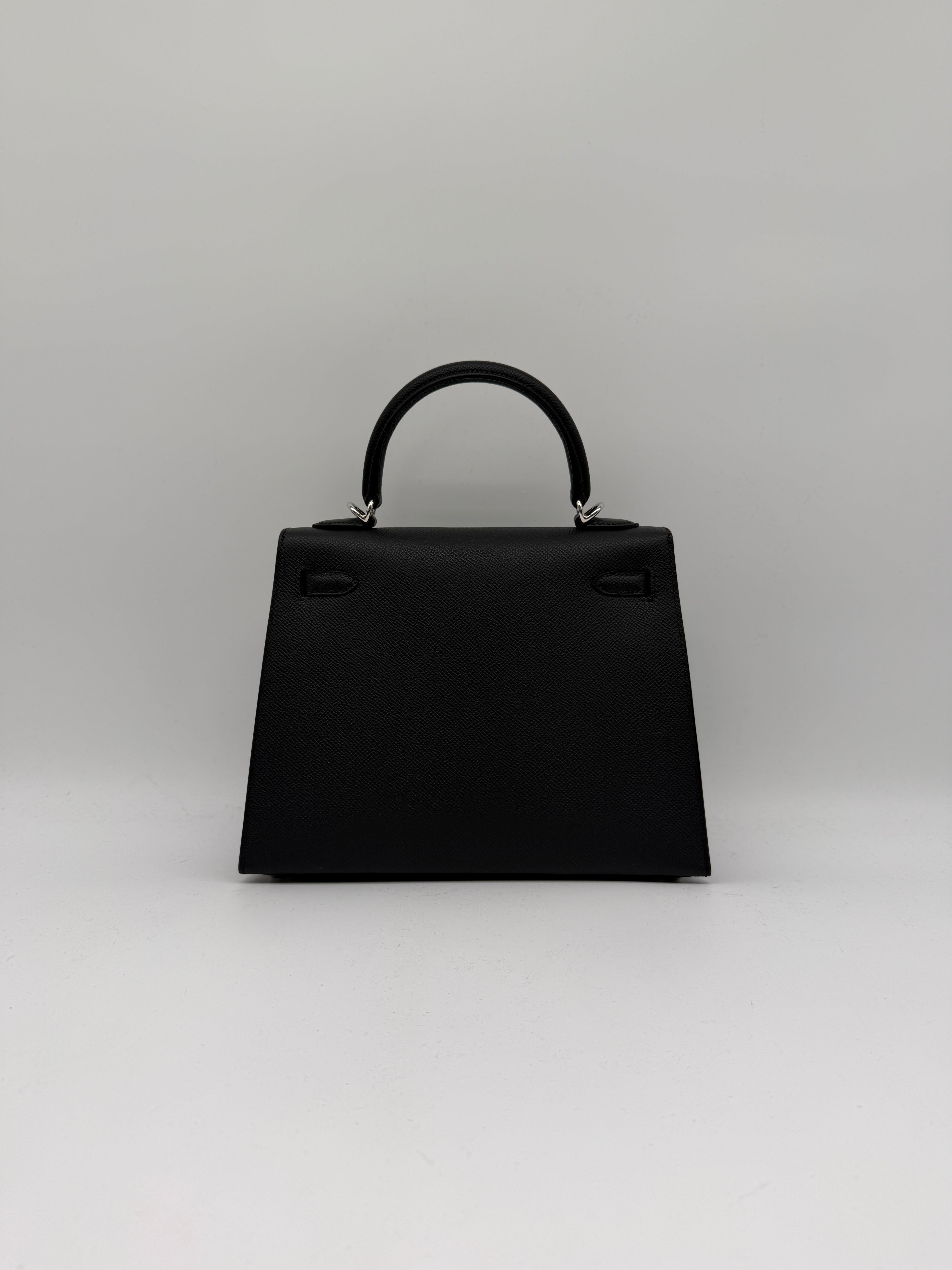 Hermès Kelly 25 Black Epsom Palladium Hardware