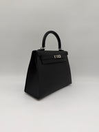 Hermès Kelly 25 Black Epsom Palladium Hardware