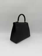 Hermès Kelly 25 Black Epsom Palladium Hardware