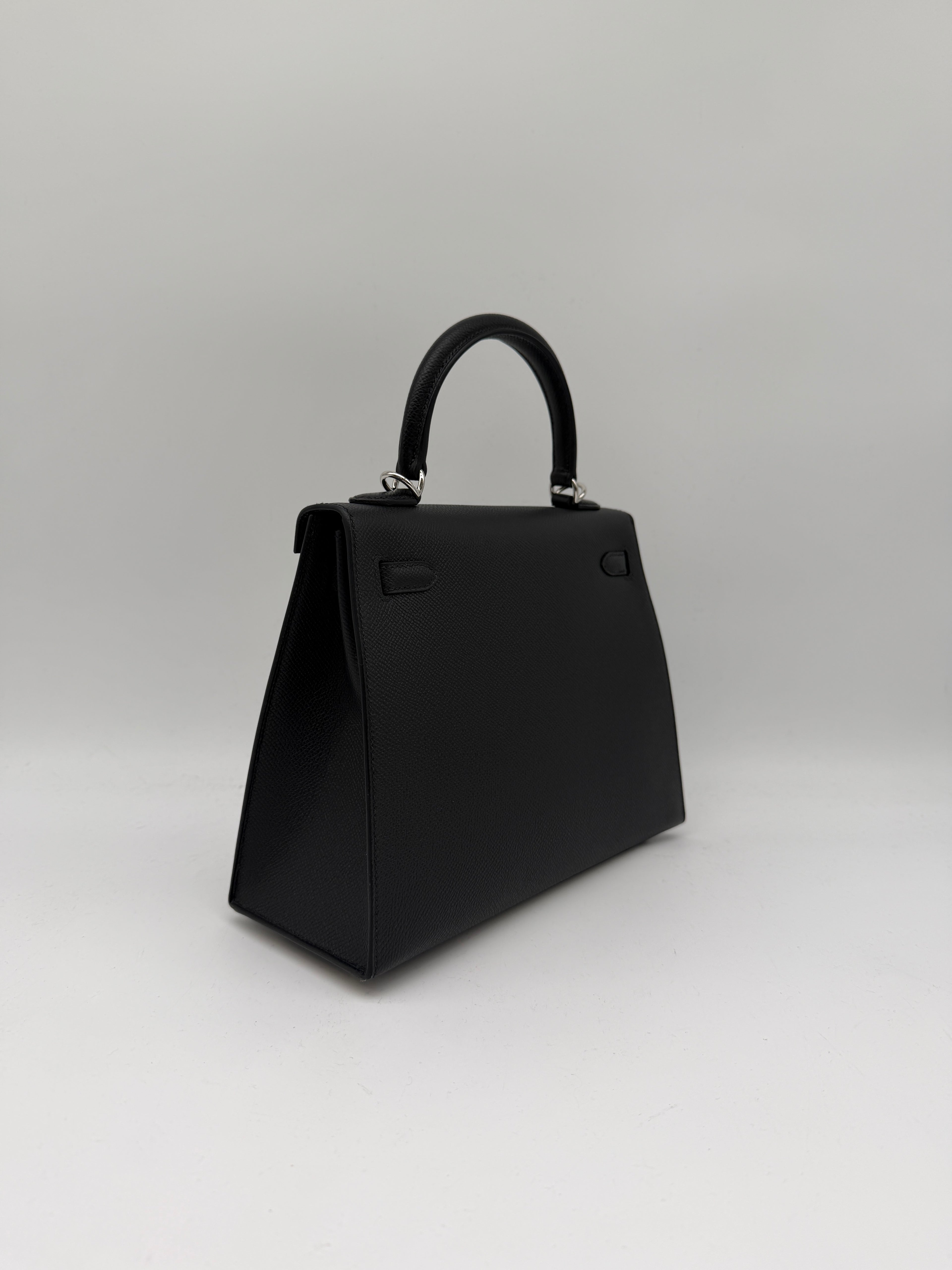 Hermès Kelly 25 Black Epsom Palladium Hardware