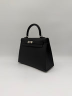 Hermès Kelly 25 Black Epsom Palladium Hardware