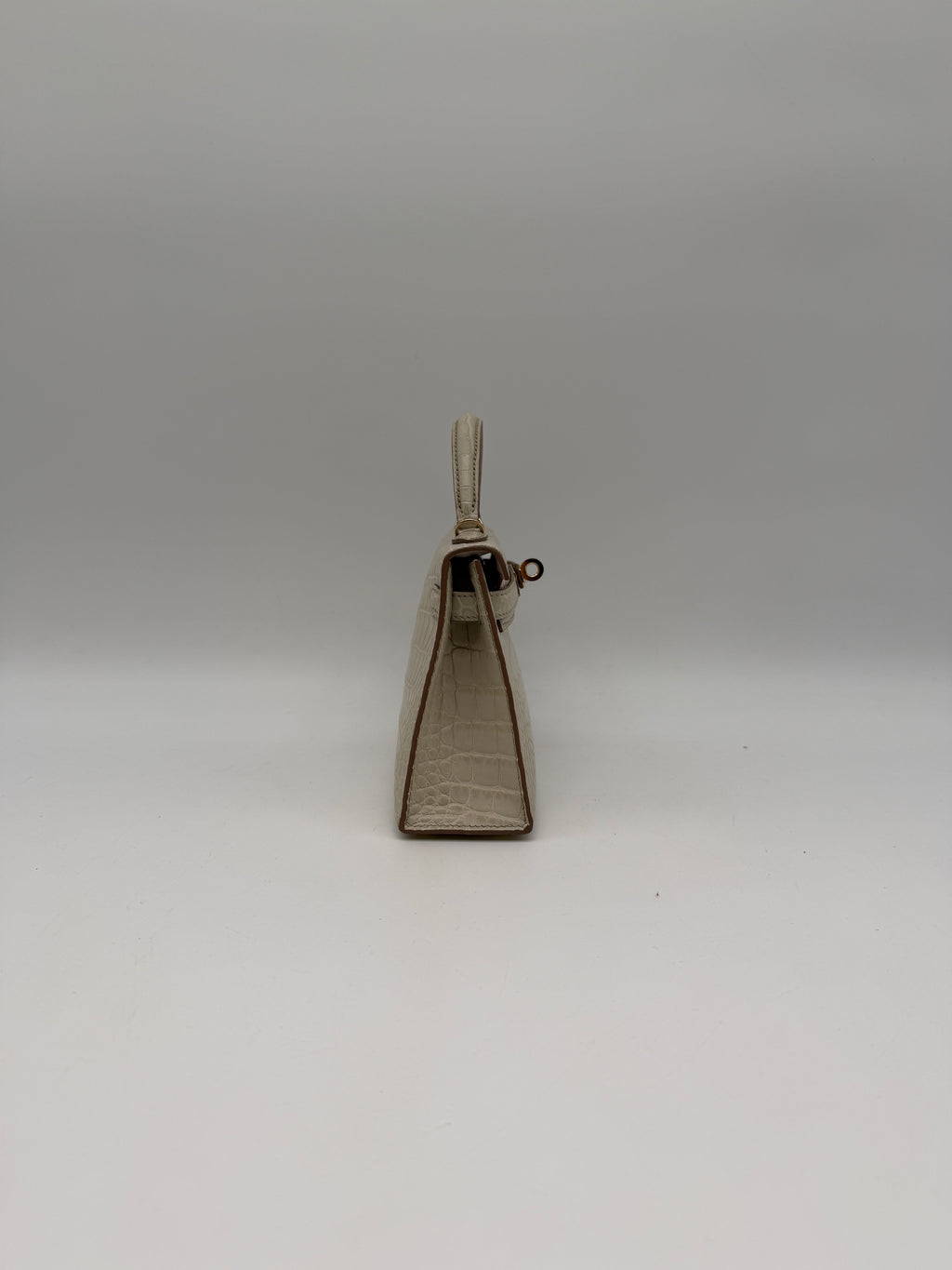 Hermès Mini Kelly Beton Matte Croc Permabrass Hardware