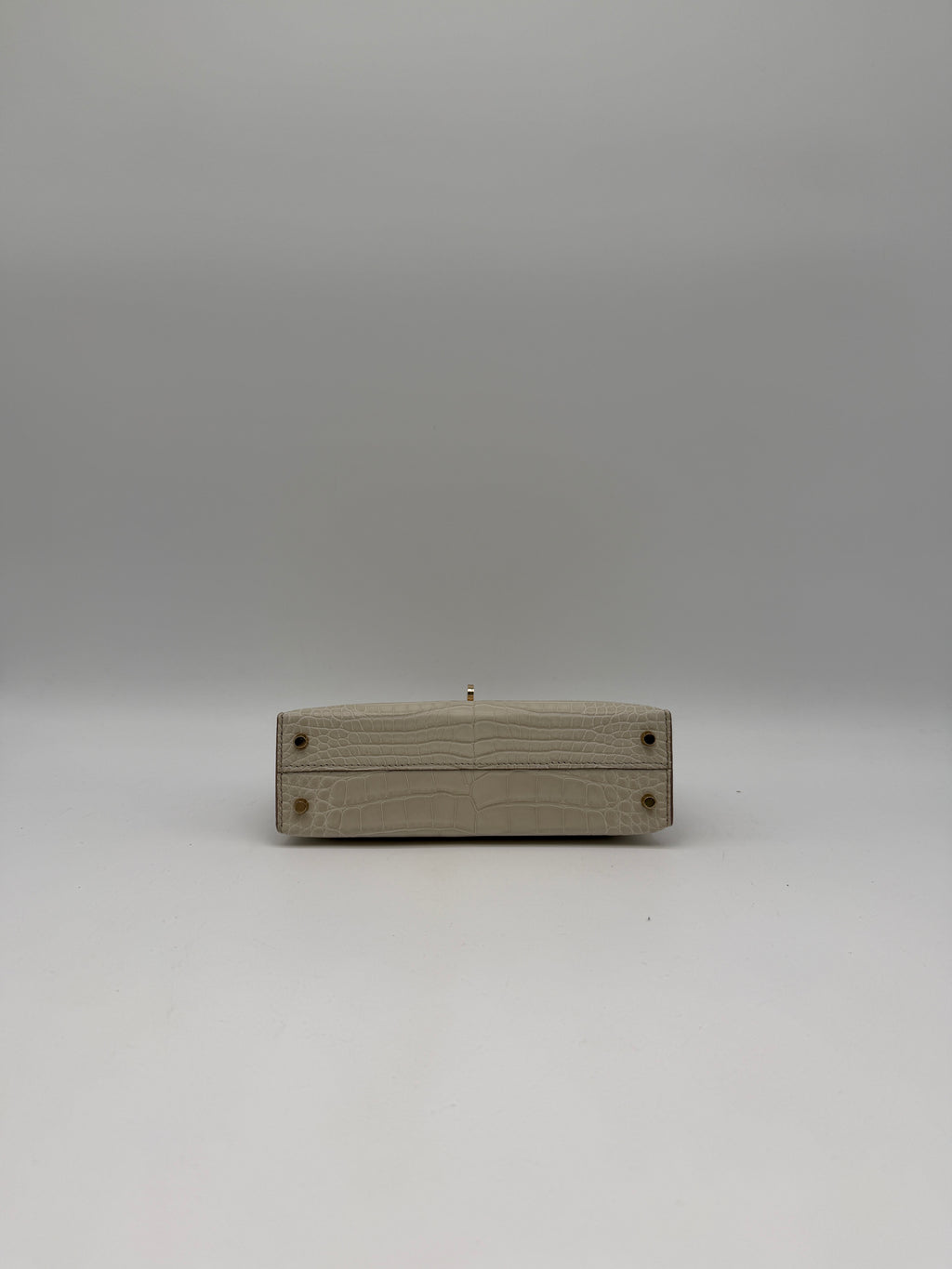 Hermès Mini Kelly Beton Matte Croc Permabrass Hardware