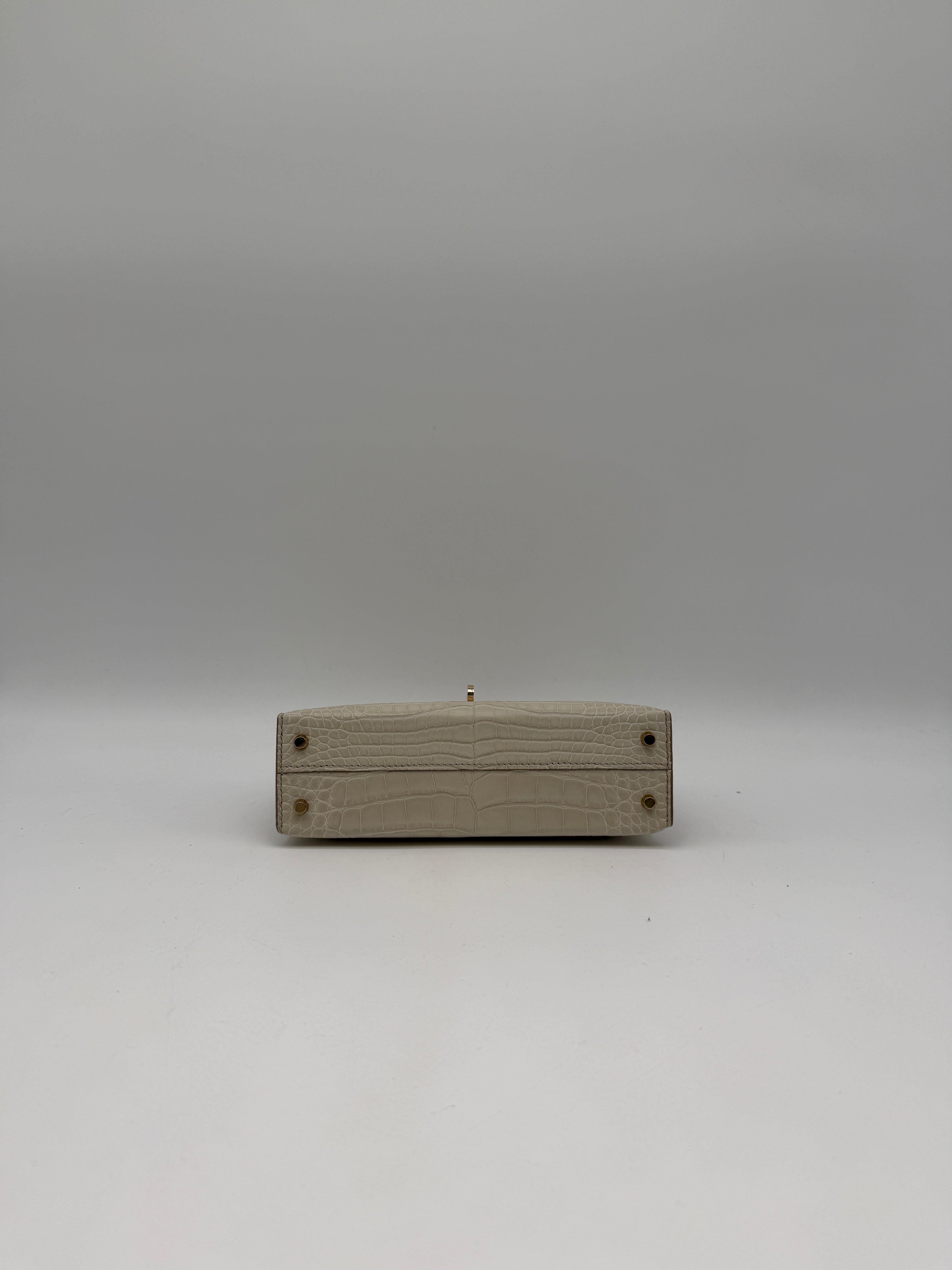 Hermès Mini Kelly Beton Matte Croc Permabrass Hardware